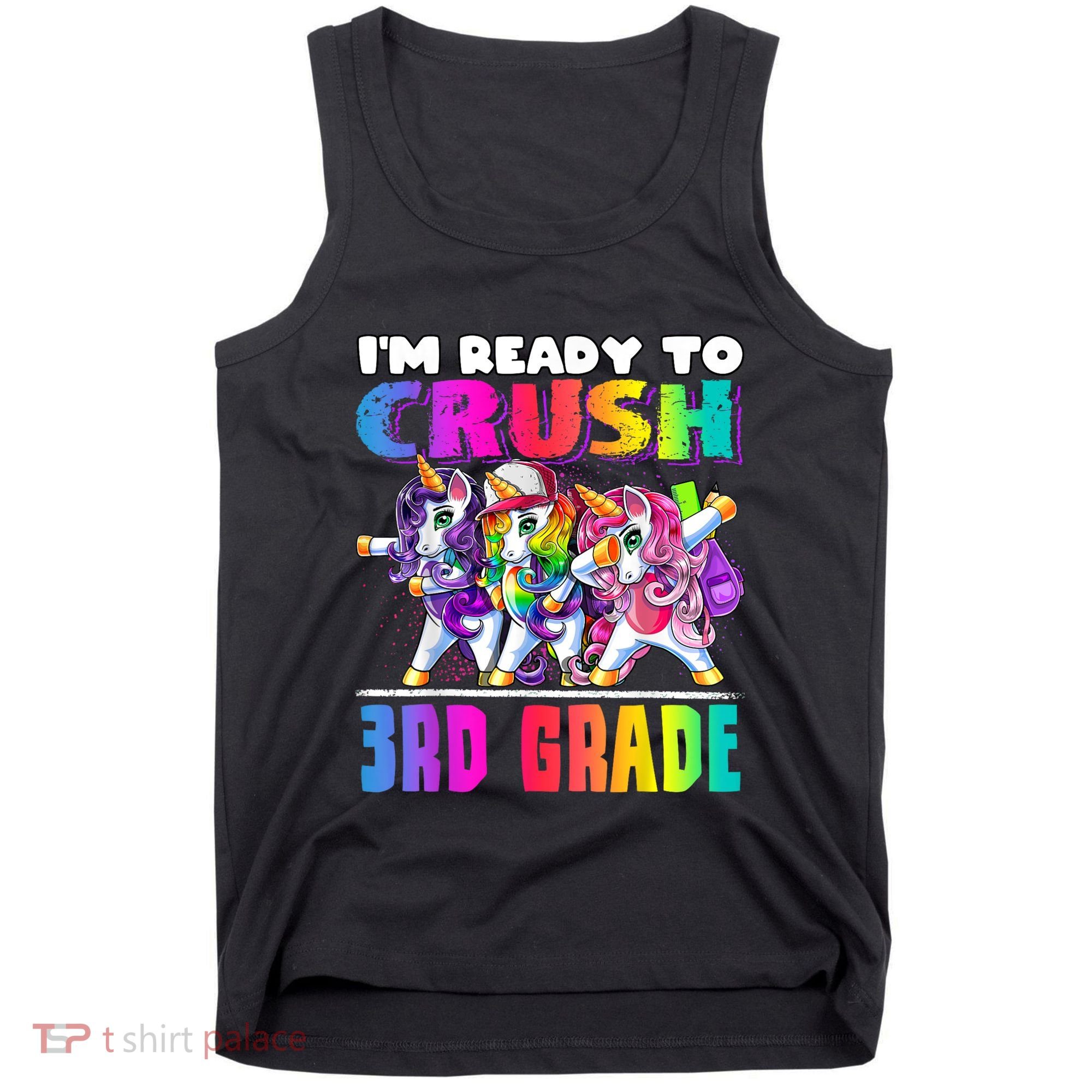 Crush 3rd Grade Dabbing Unicorn Back To School Backpack Girl Tank Top