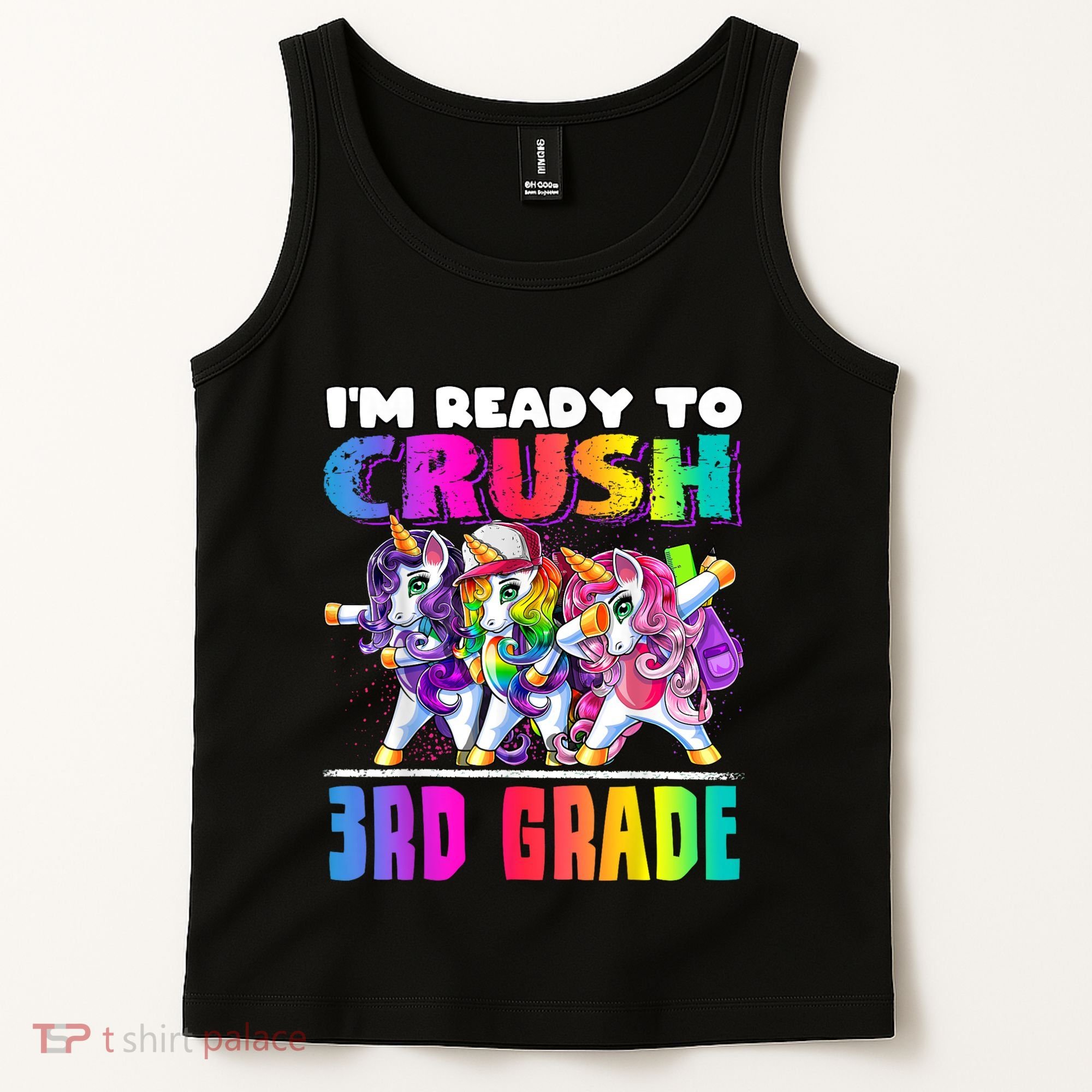 Crush 3rd Grade Dabbing Unicorn Back To School Backpack Girl Tank Top