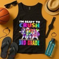 Crush 3rd Grade Dabbing Unicorn Back To School Backpack Girl Tank Top thumb 4