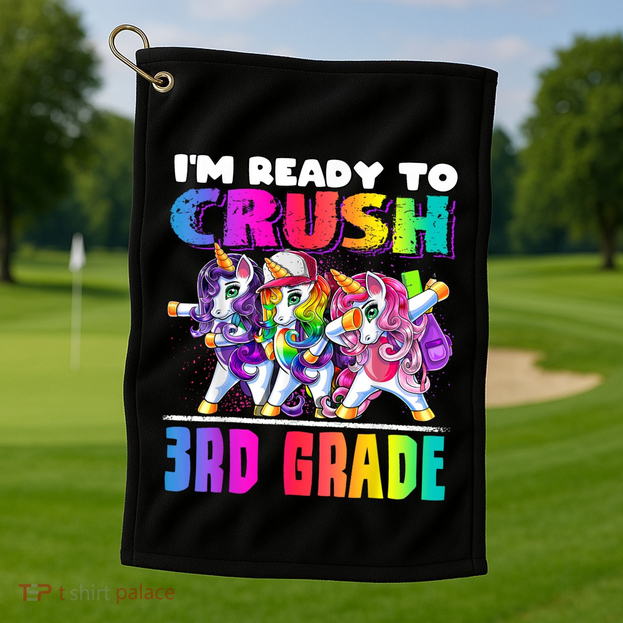 Crush 3rd Grade Dabbing Unicorn Back To School Backpack Girl Golf Towel