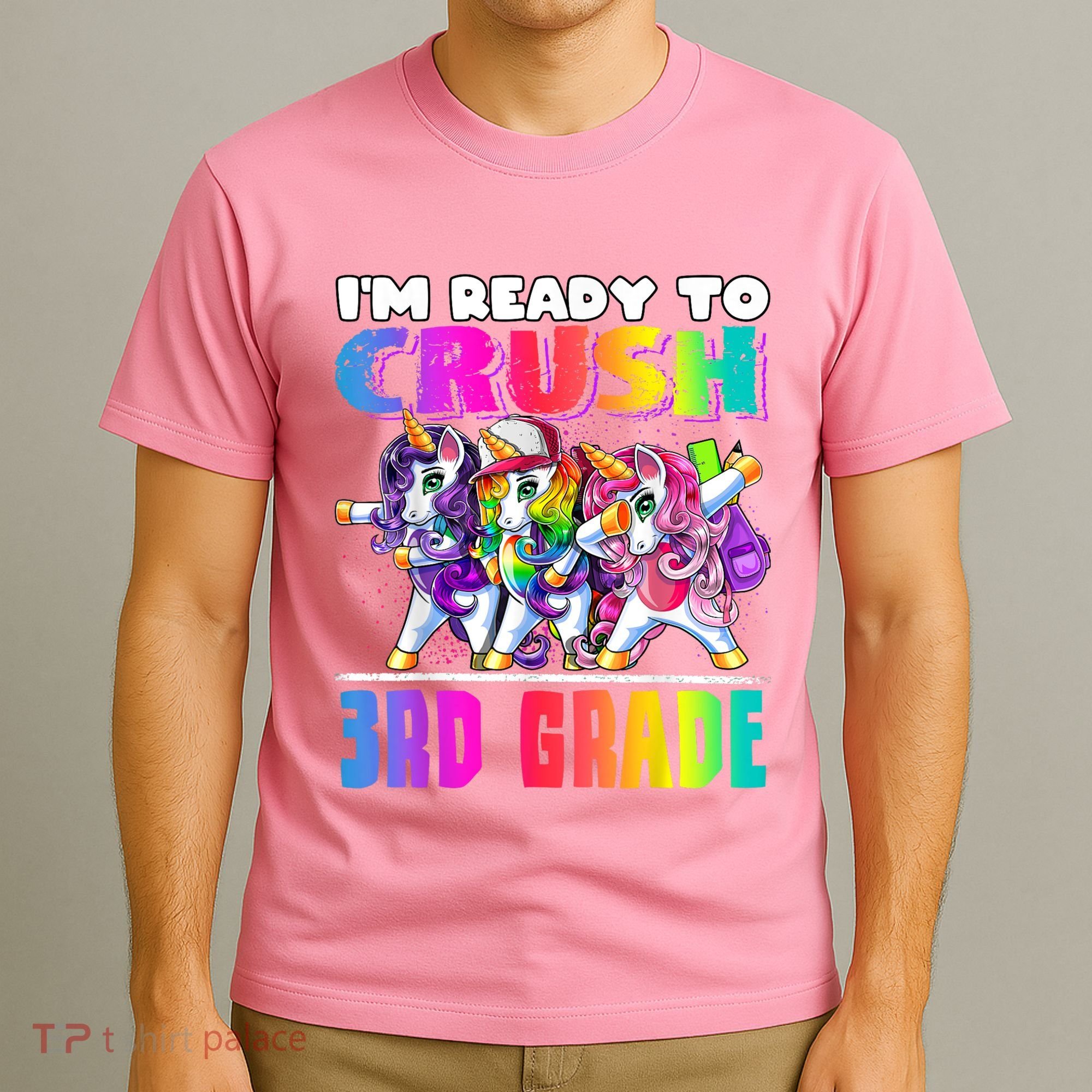 Crush 3rd Grade Dabbing Unicorn Back To School Backpack Girl T-Shirt