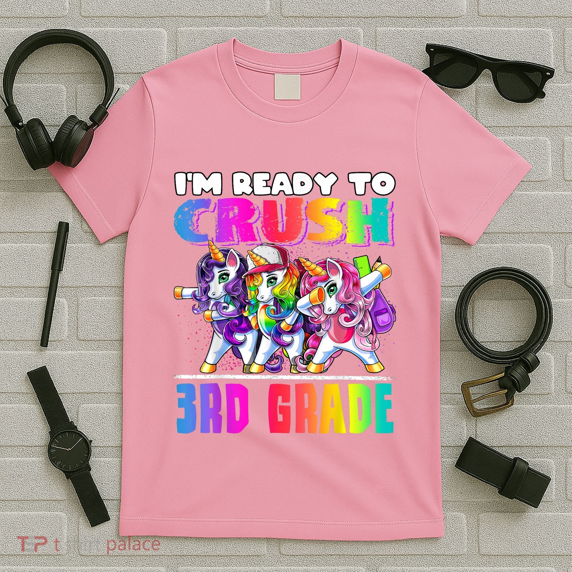 Crush 3rd Grade Dabbing Unicorn Back To School Backpack Girl T-Shirt