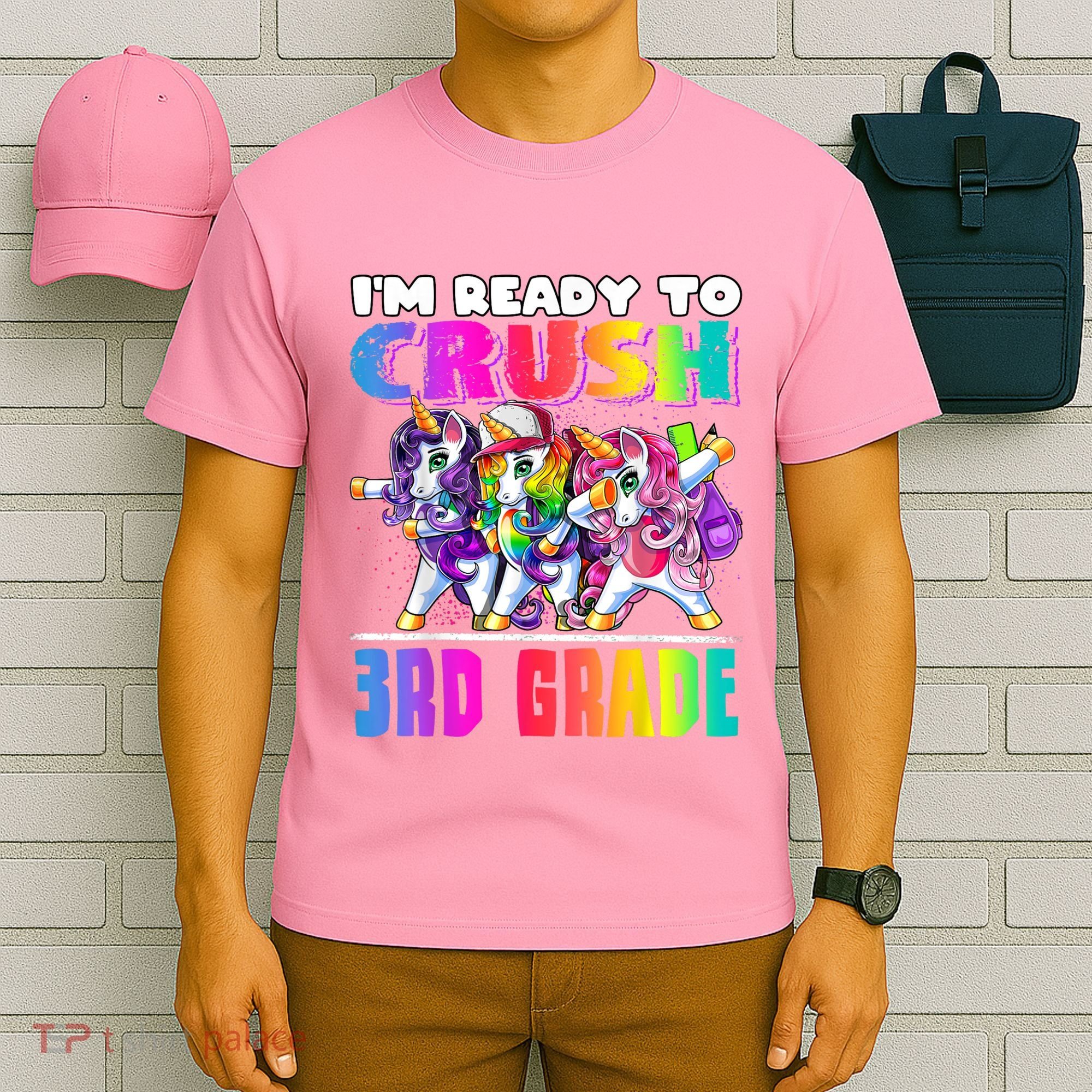 Crush 3rd Grade Dabbing Unicorn Back To School Backpack Girl T-Shirt