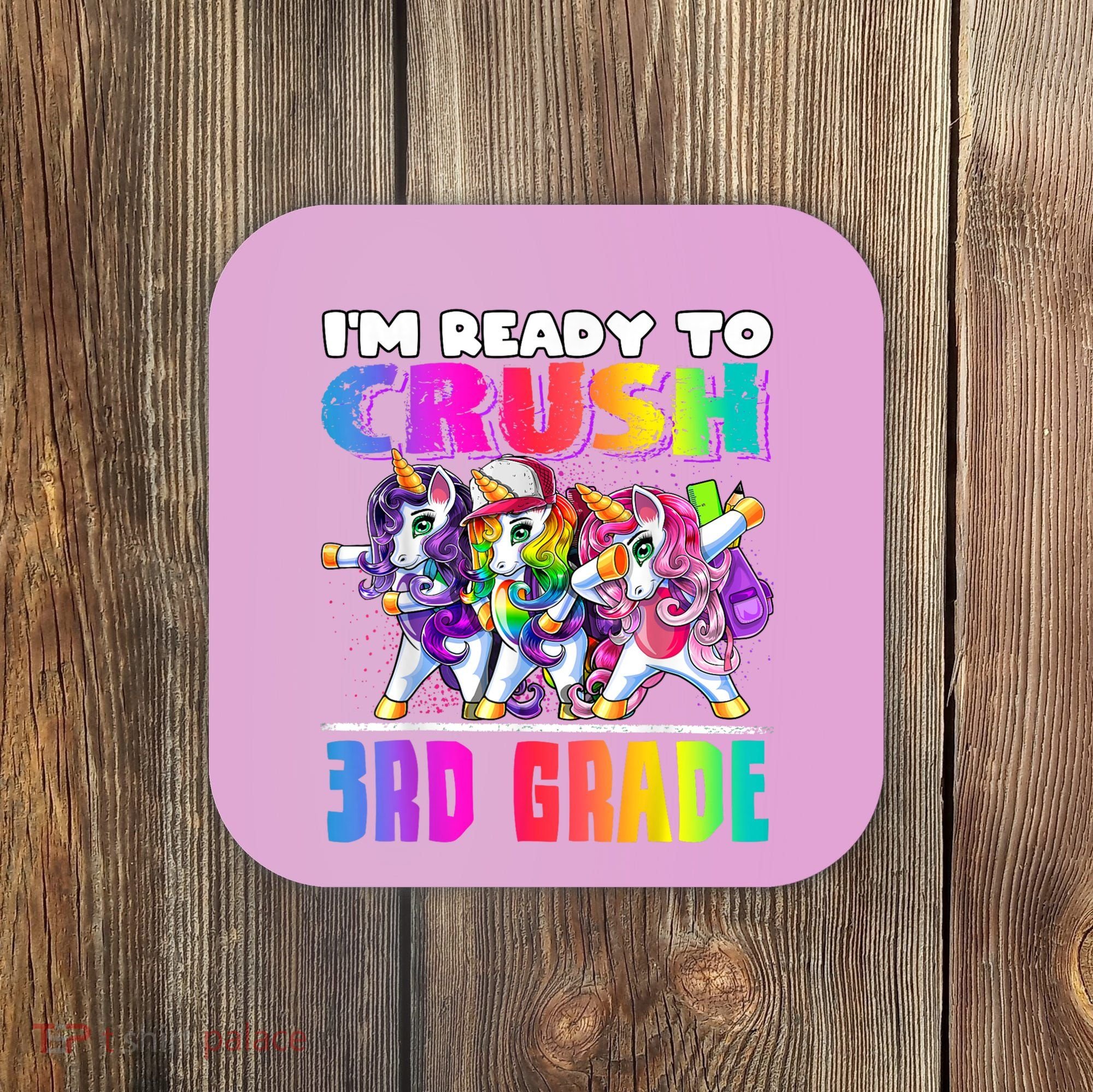 Crush 3rd Grade Dabbing Unicorn Back To School Backpack Girl Coaster