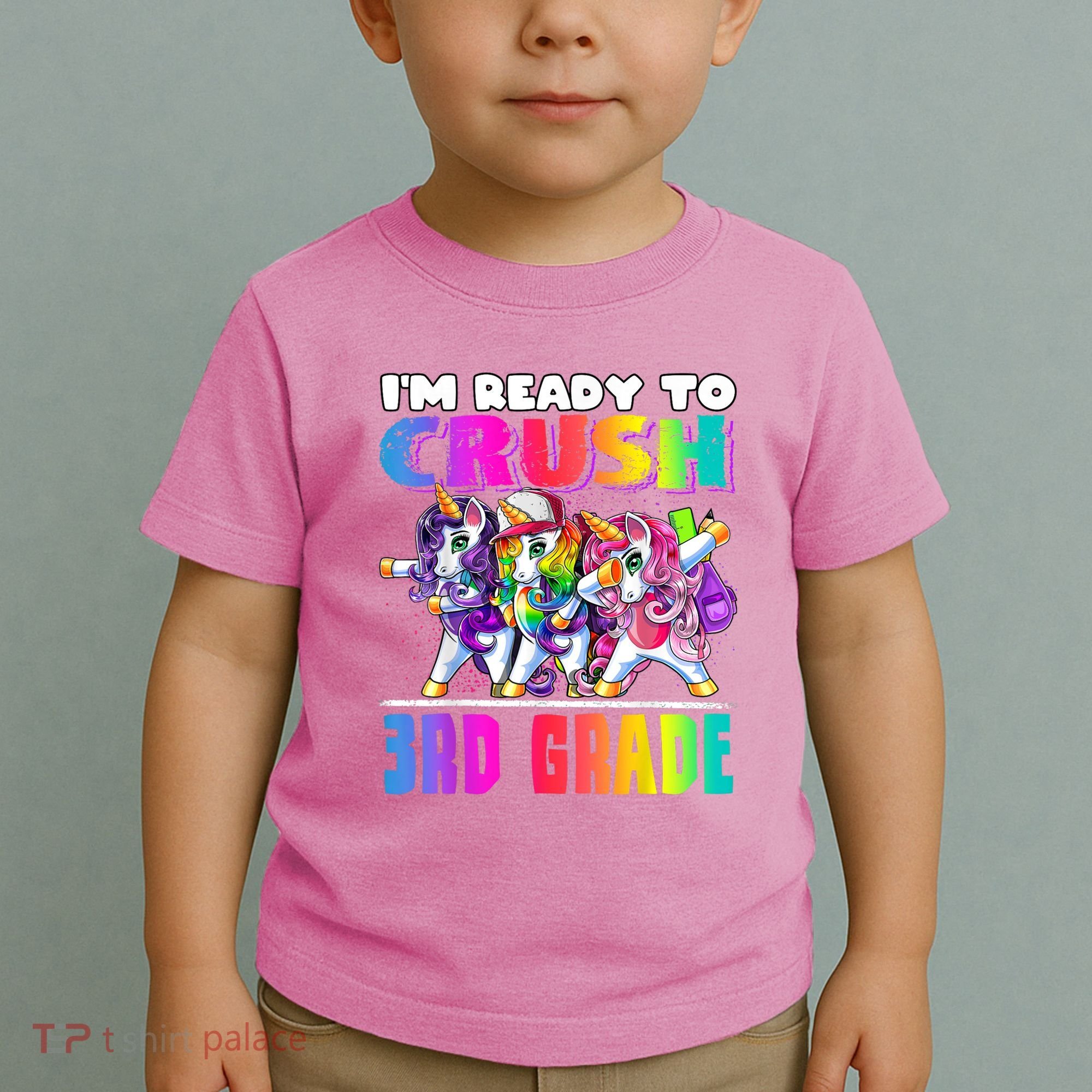 Crush 3rd Grade Dabbing Unicorn Back To School Backpack Girl Toddler T-Shirt
