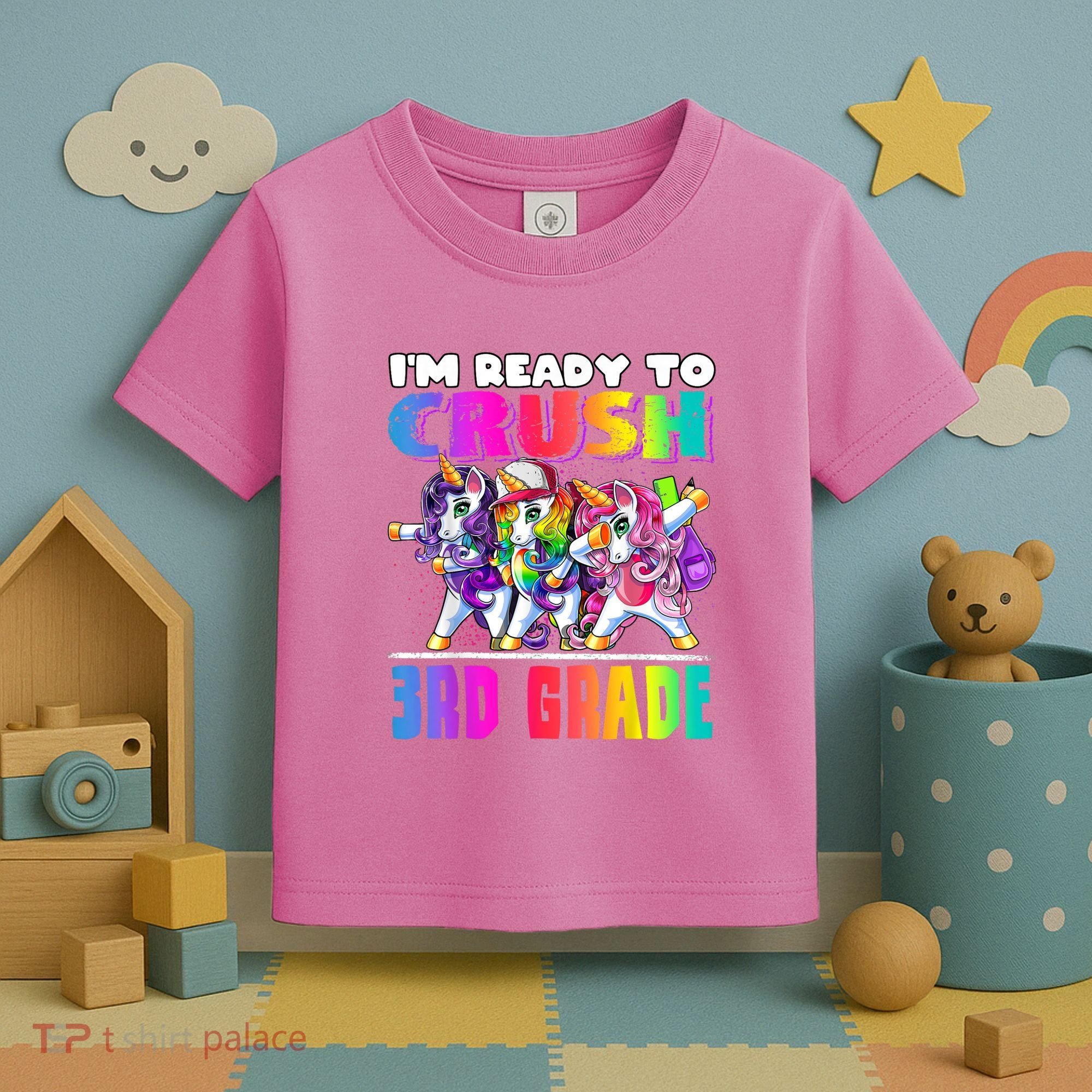 Crush 3rd Grade Dabbing Unicorn Back To School Backpack Girl Toddler T-Shirt