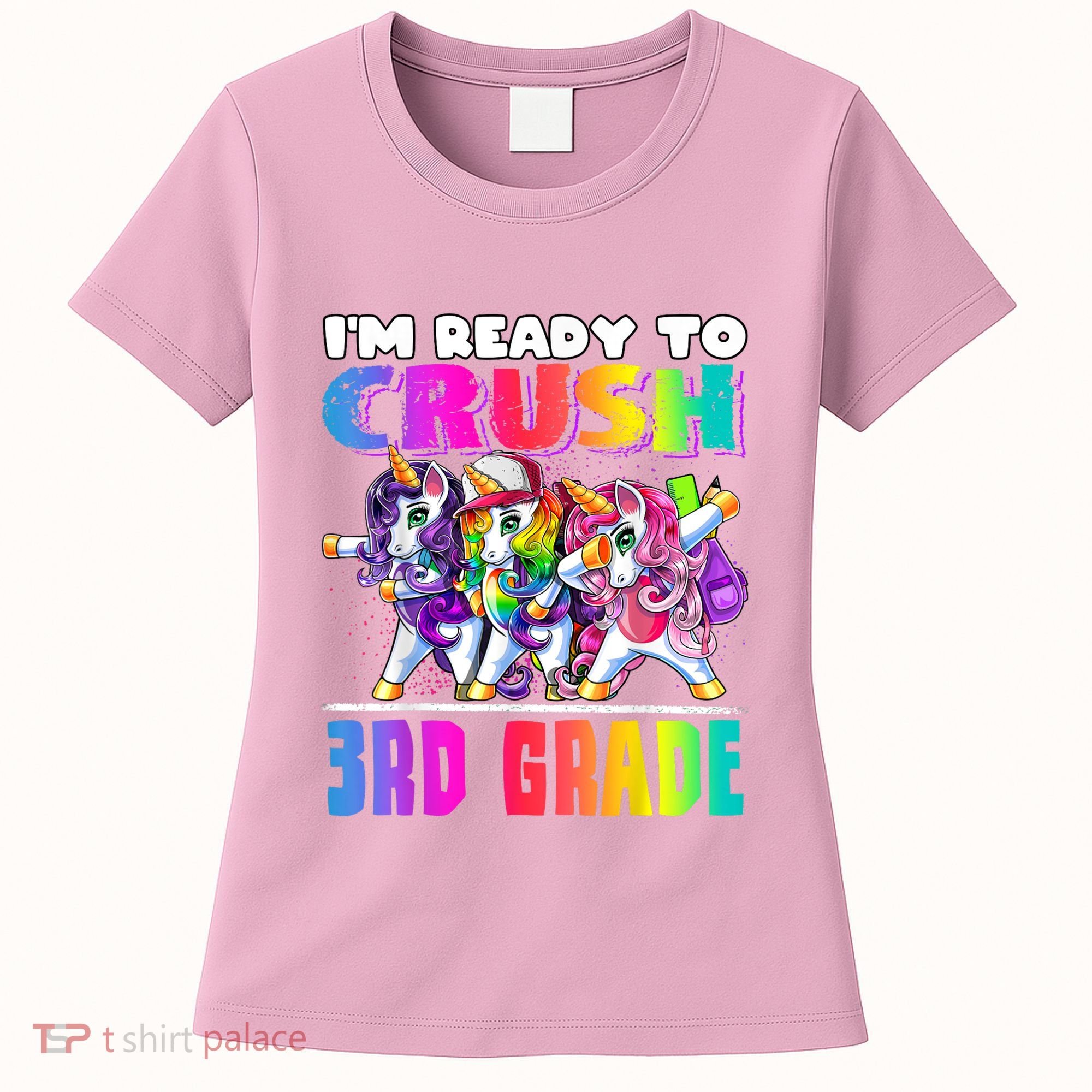 Crush 3rd Grade Dabbing Unicorn Back To School Backpack Girl Women's T-Shirt