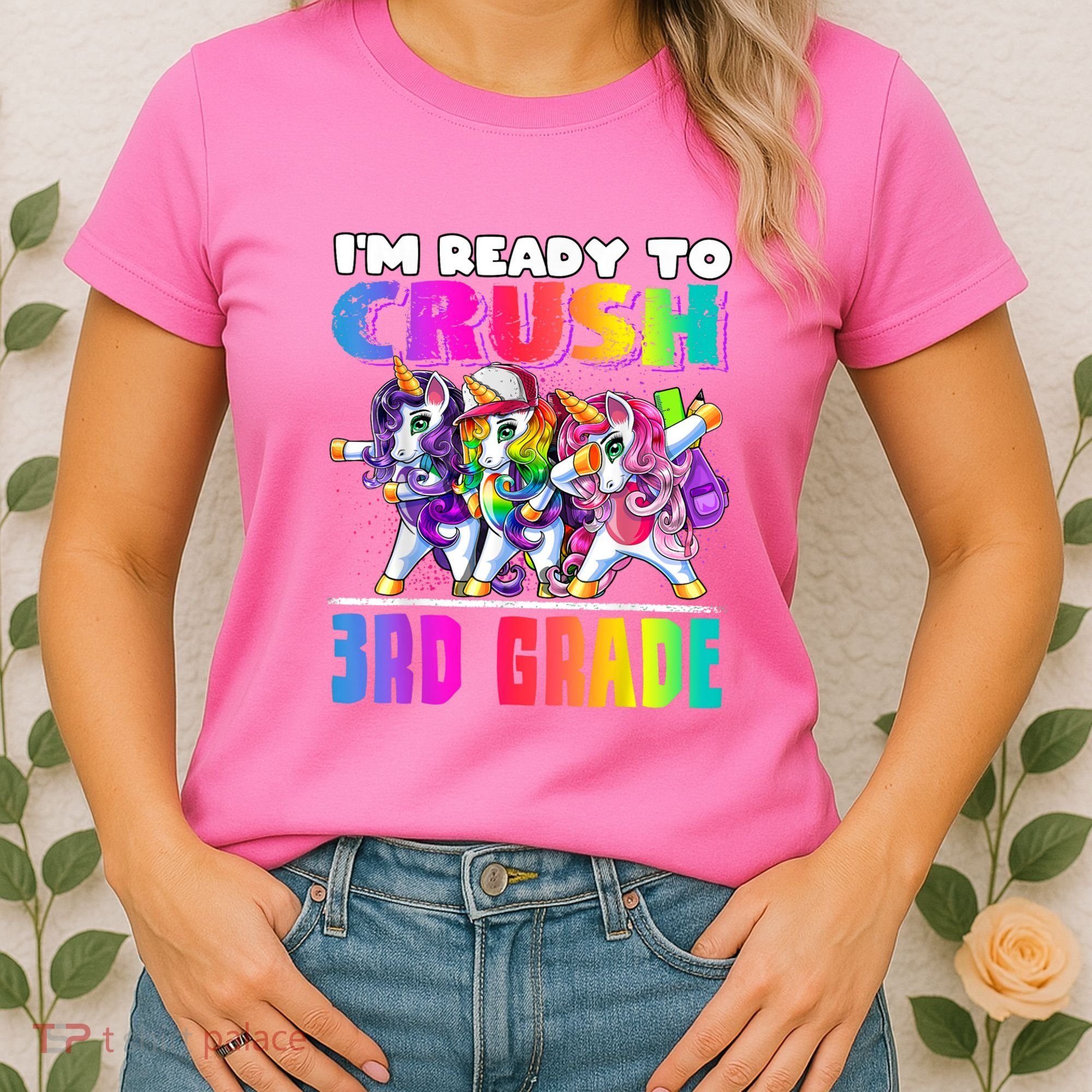 Crush 3rd Grade Dabbing Unicorn Back To School Backpack Girl Women's T-Shirt