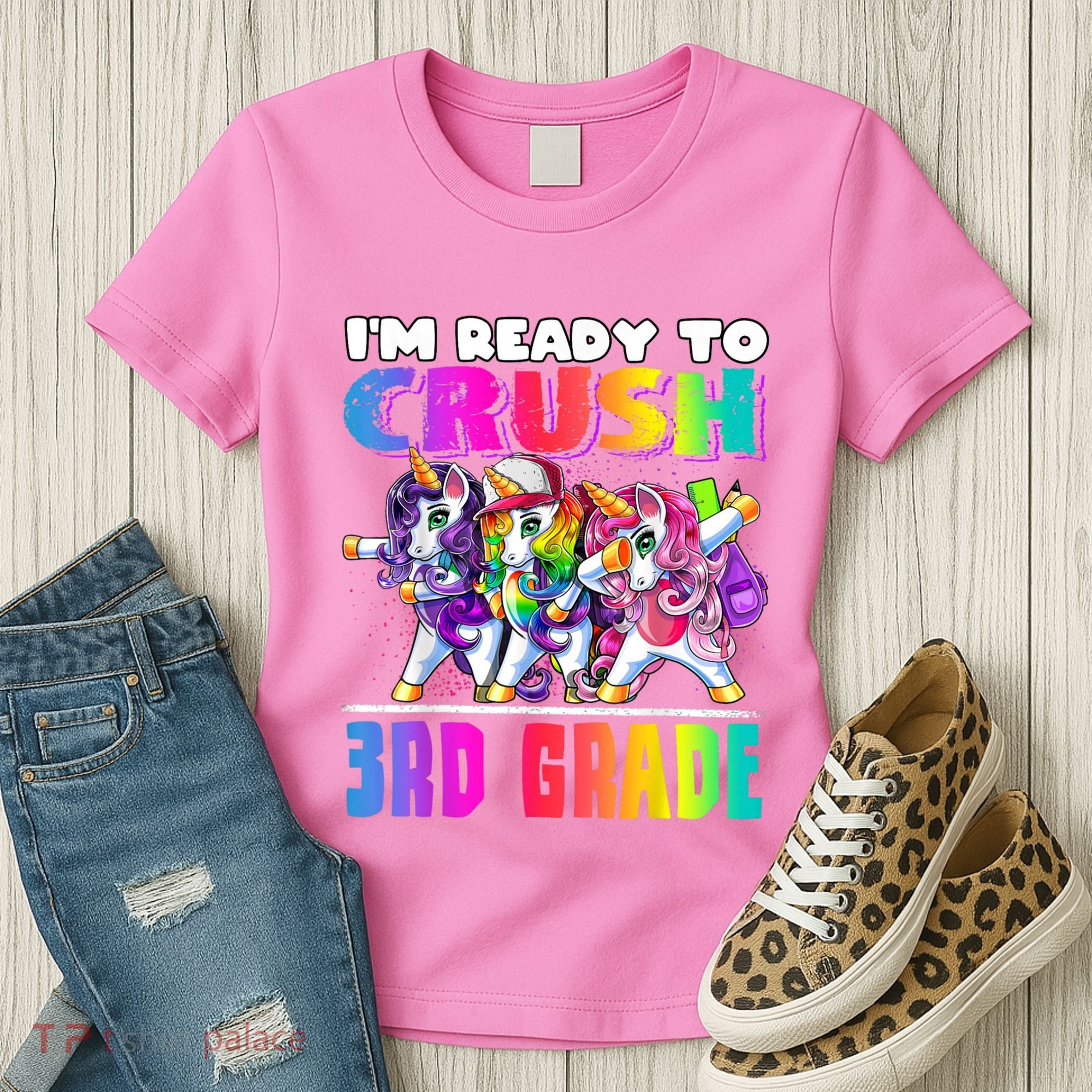 Crush 3rd Grade Dabbing Unicorn Back To School Backpack Girl Women's T-Shirt
