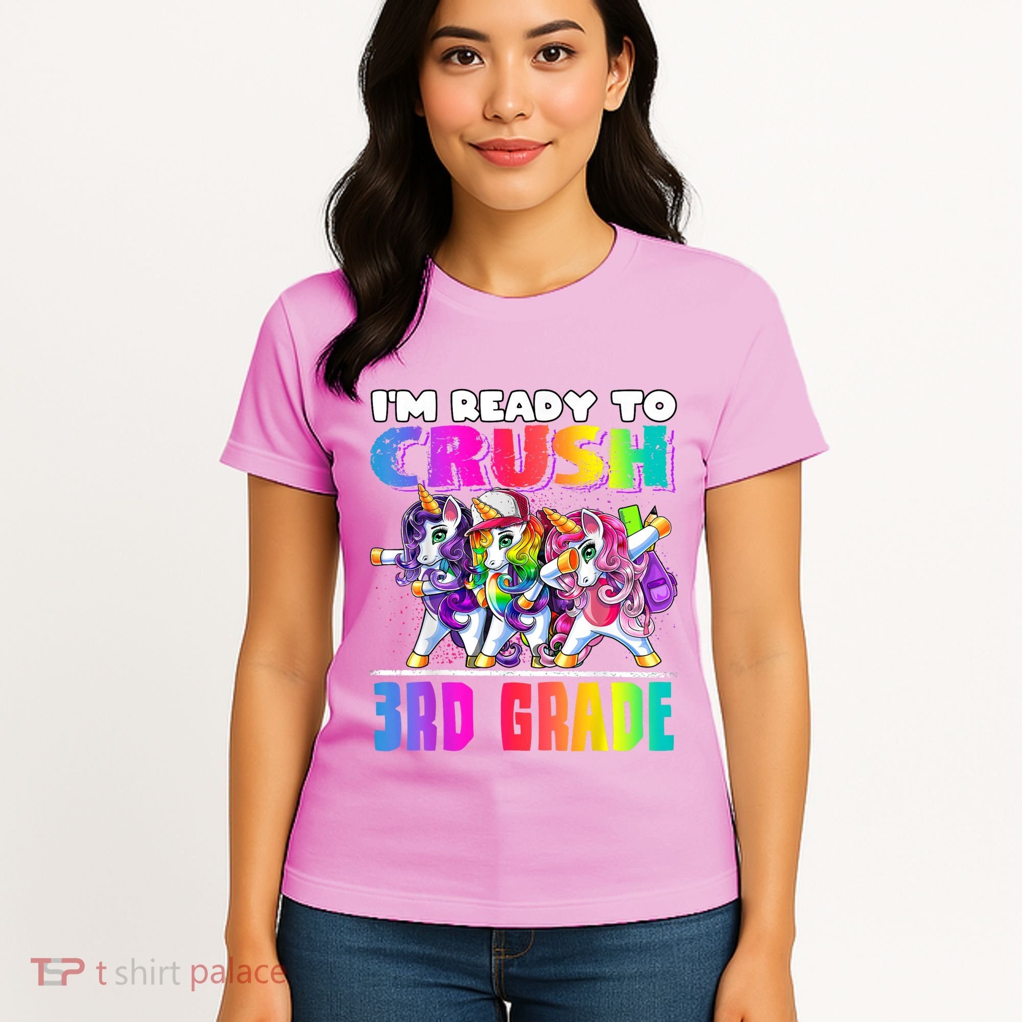 Crush 3rd Grade Dabbing Unicorn Back To School Backpack Girl Women's T-Shirt