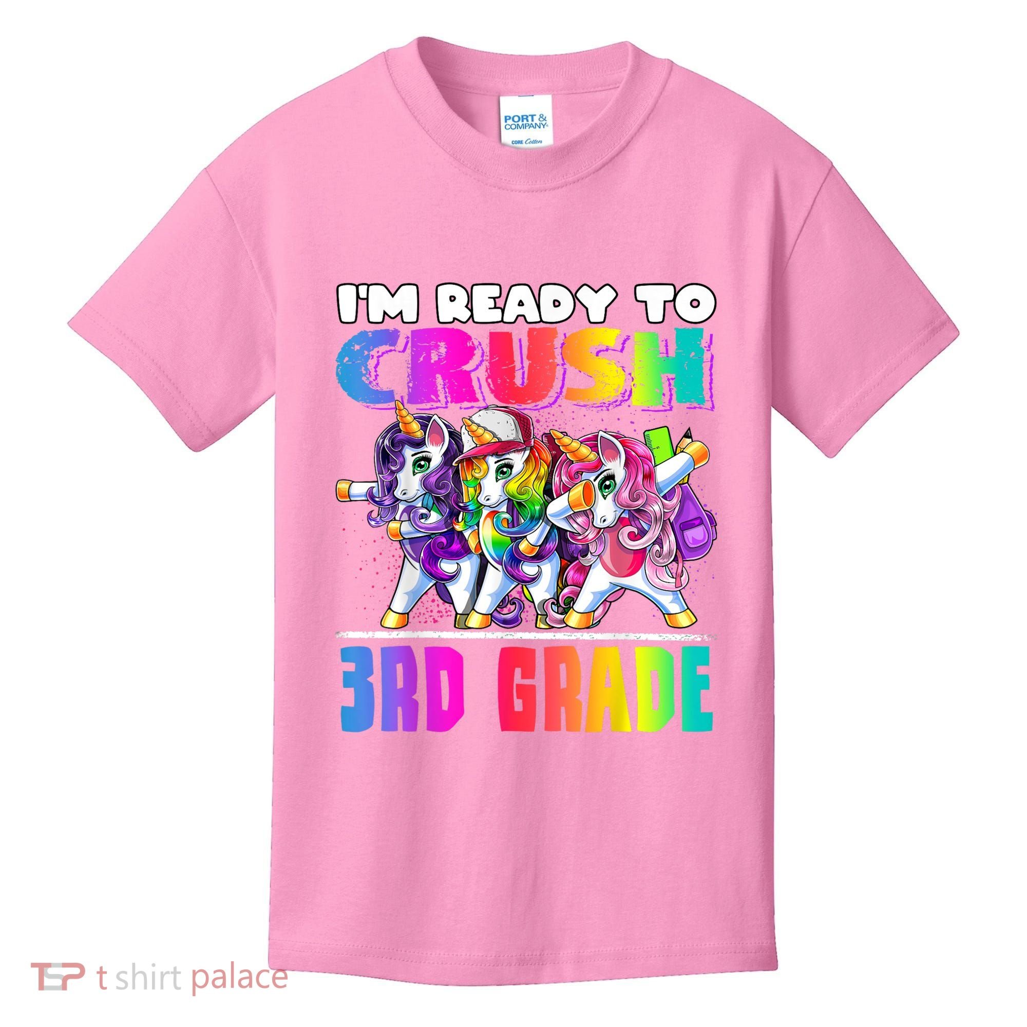 Crush 3rd Grade Dabbing Unicorn Back To School Backpack Girl Kids T-Shirt