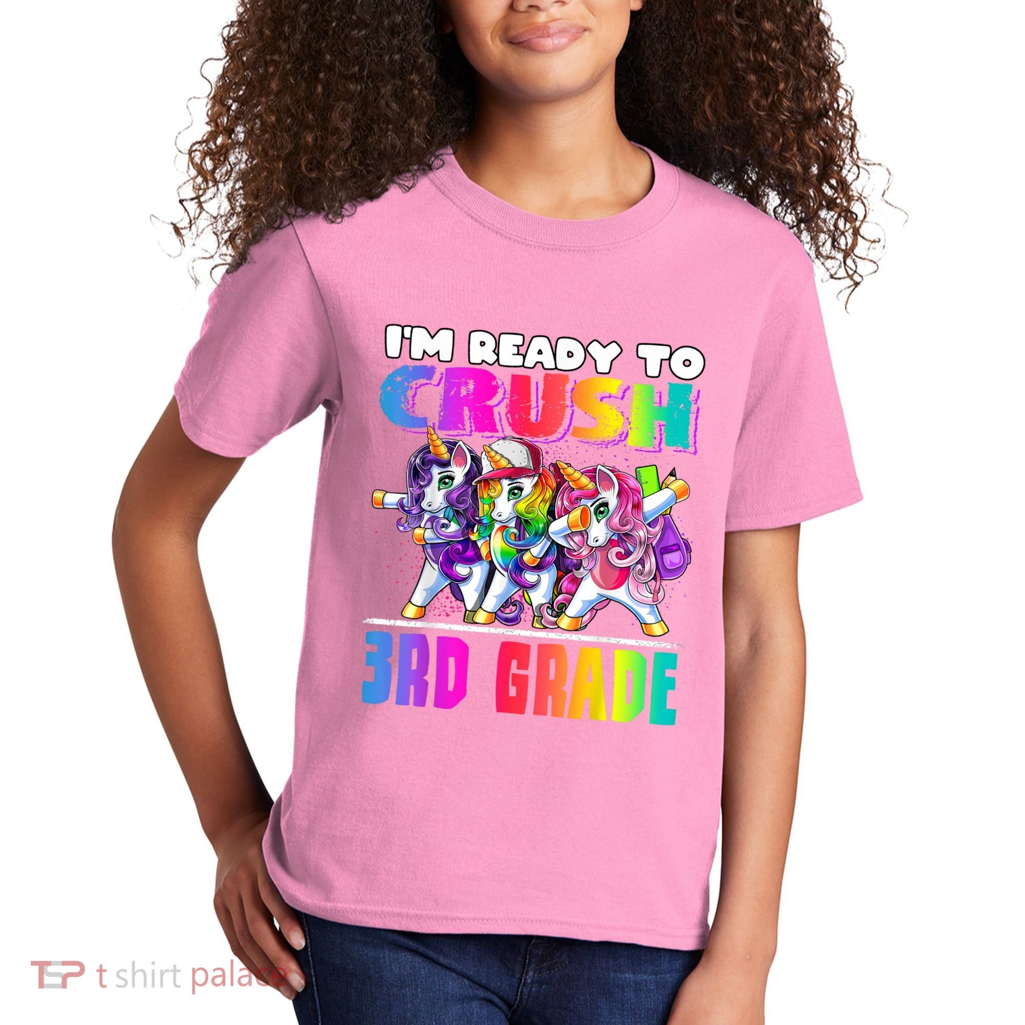 Crush 3rd Grade Dabbing Unicorn Back To School Backpack Girl Kids T-Shirt