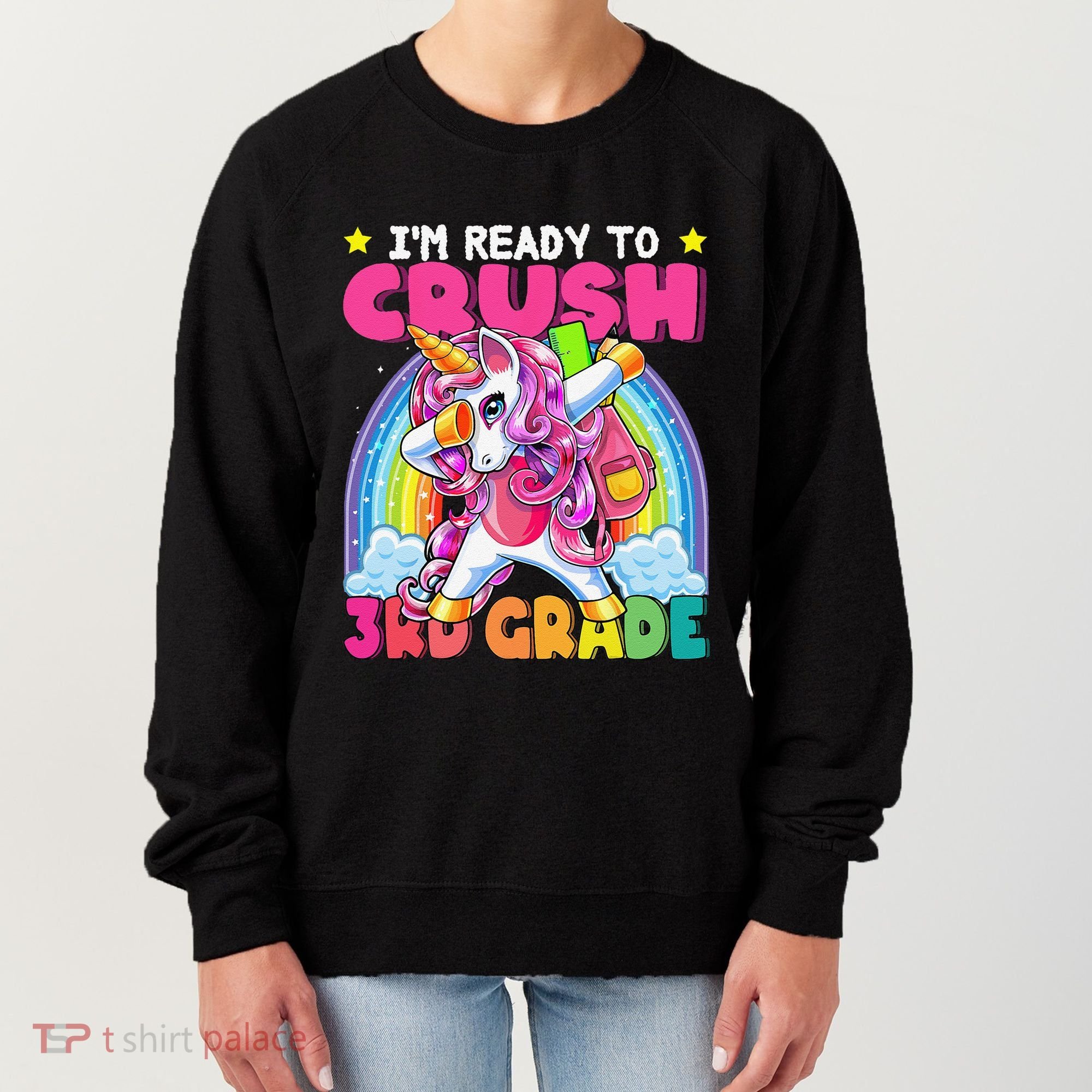 Crush 3rd Grade Dabbing Unicorn Back To School Gift Women's Sweatshirt