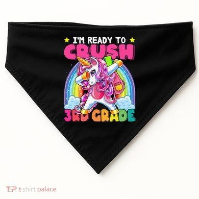 Crush 3rd Grade Dabbing Unicorn Back To School Gift USA-Made Doggie Bandana