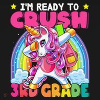 Crush 3rd Grade Dabbing Unicorn Back To School Gift Apron thumb 3