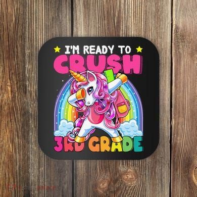 Crush 3rd Grade Dabbing Unicorn Back To School Gift Coaster