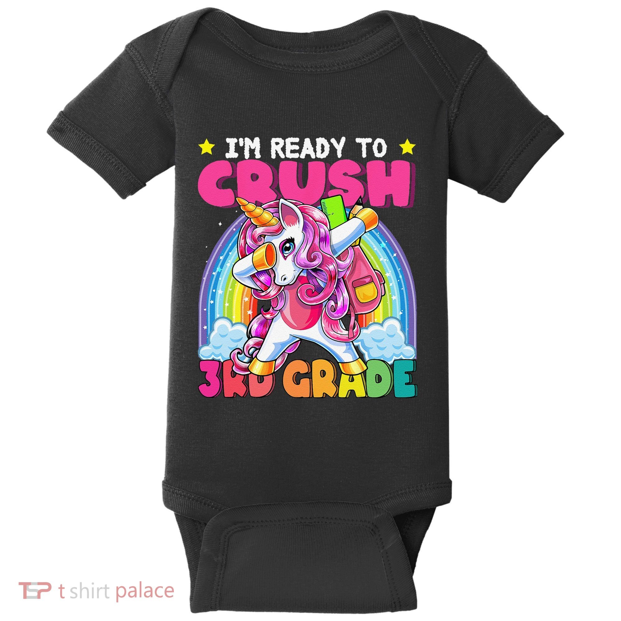 Crush 3rd Grade Dabbing Unicorn Back To School Gift Baby Bodysuit