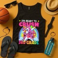 Crush 3rd Grade Dabbing Unicorn Back To School Gift Tank Top thumb 4