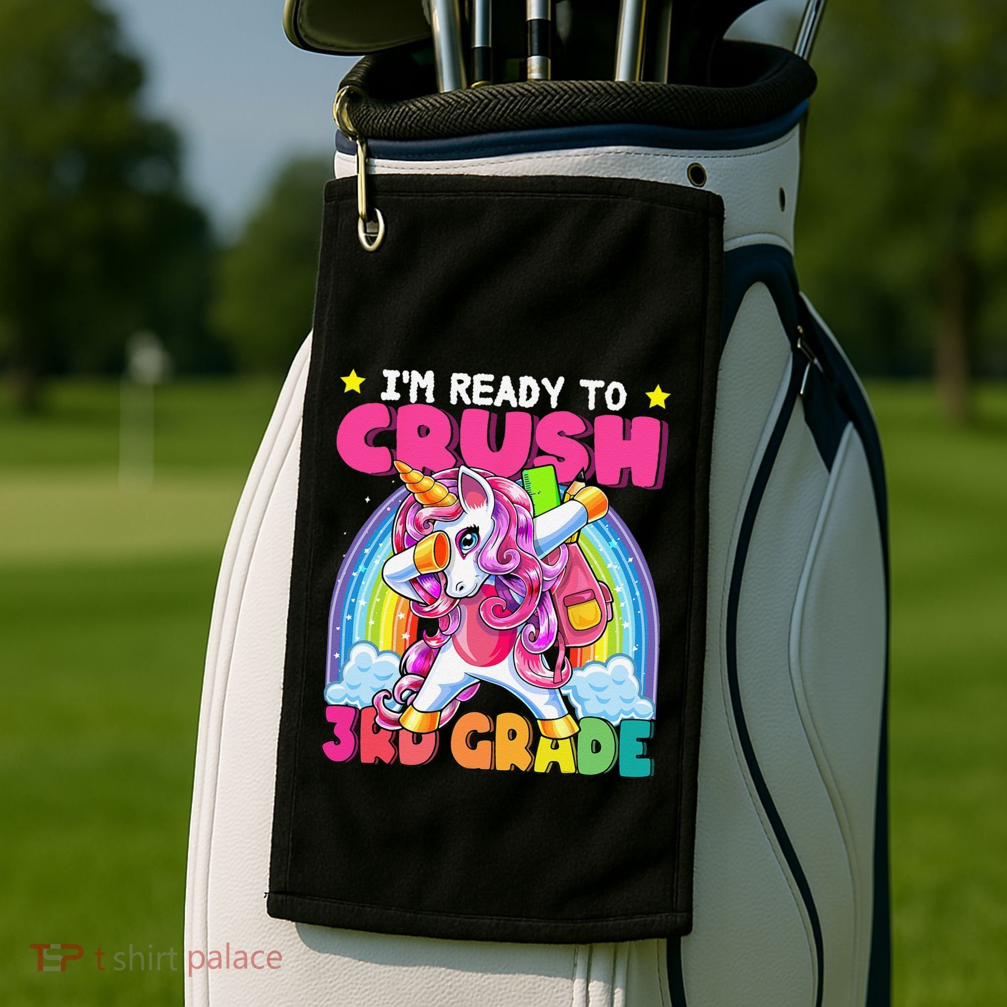 Crush 3rd Grade Dabbing Unicorn Back To School Gift Golf Towel