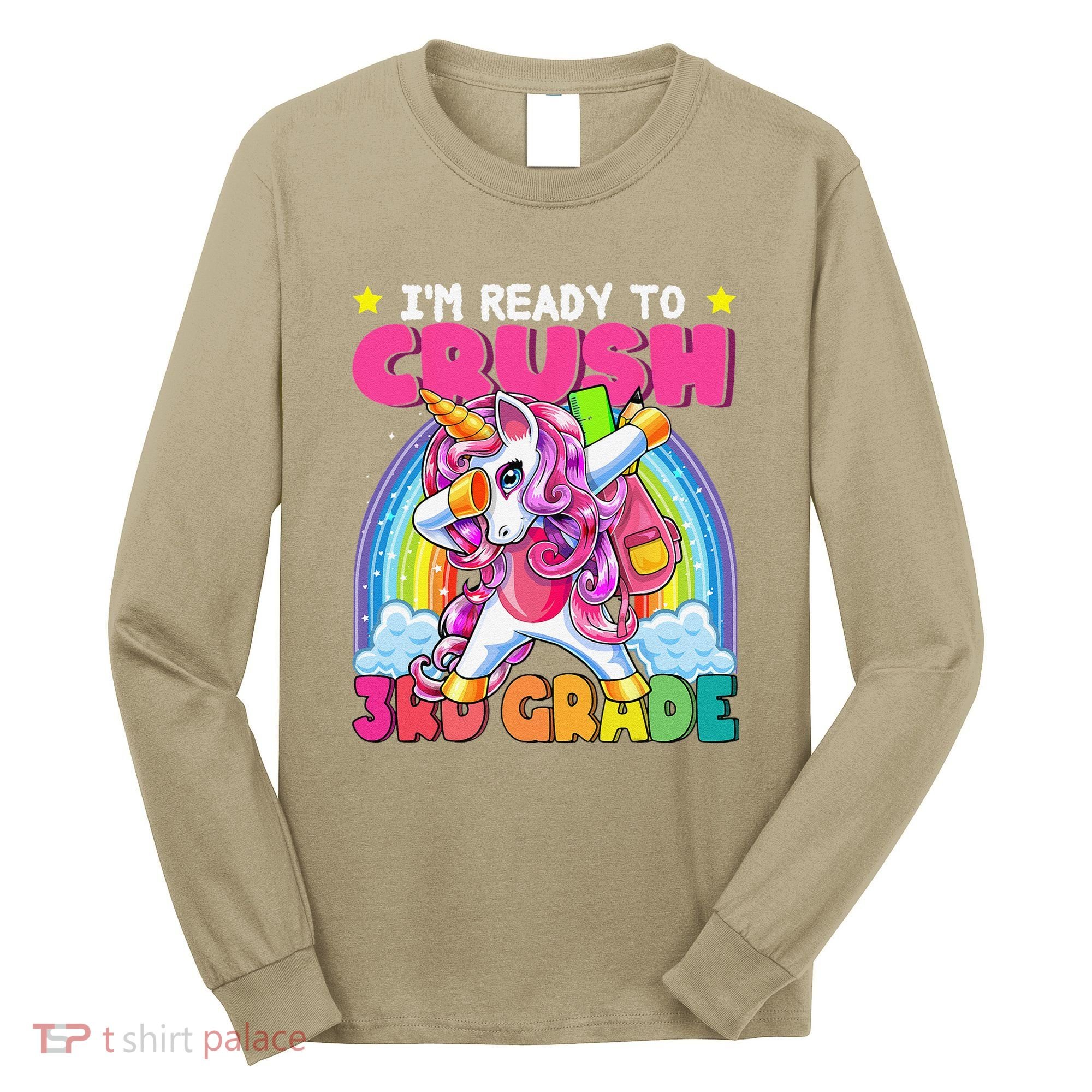 Crush 3rd Grade Dabbing Unicorn Back To School Gift Long Sleeve Shirt