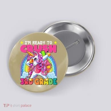 Crush 3rd Grade Dabbing Unicorn Back To School Gift Button