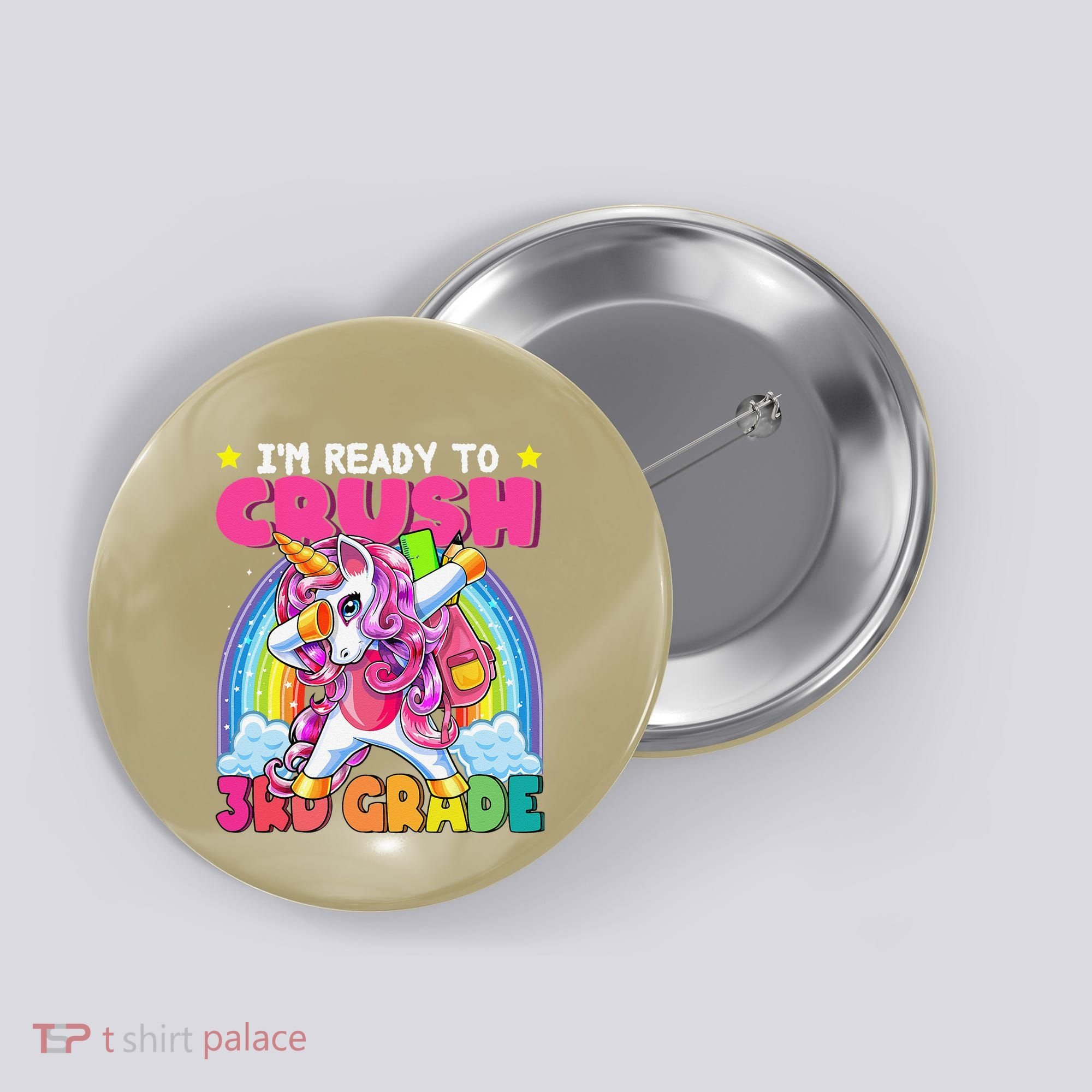 Crush 3rd Grade Dabbing Unicorn Back To School Gift Button