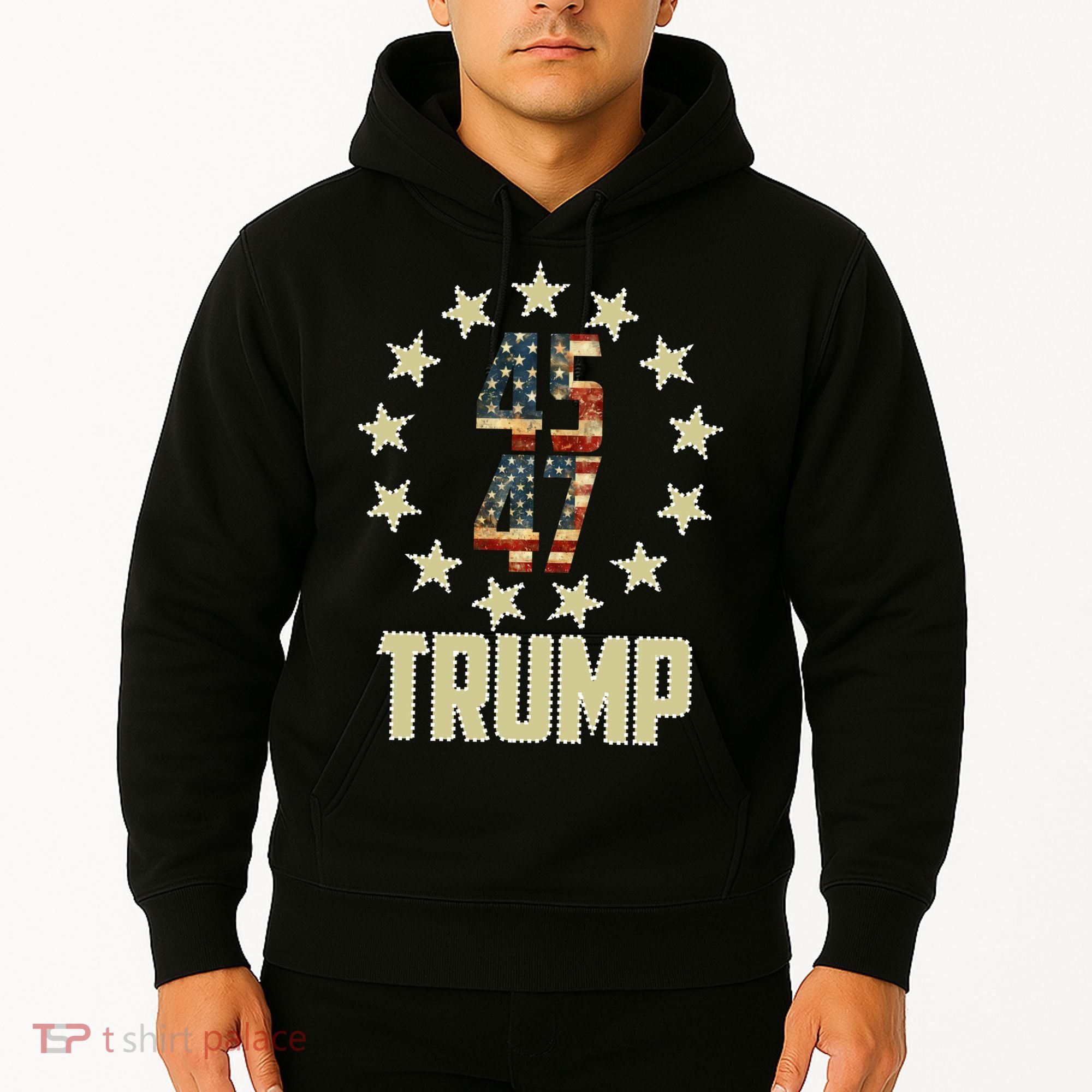 Classic 45 47 Trump American Flag Hoodie