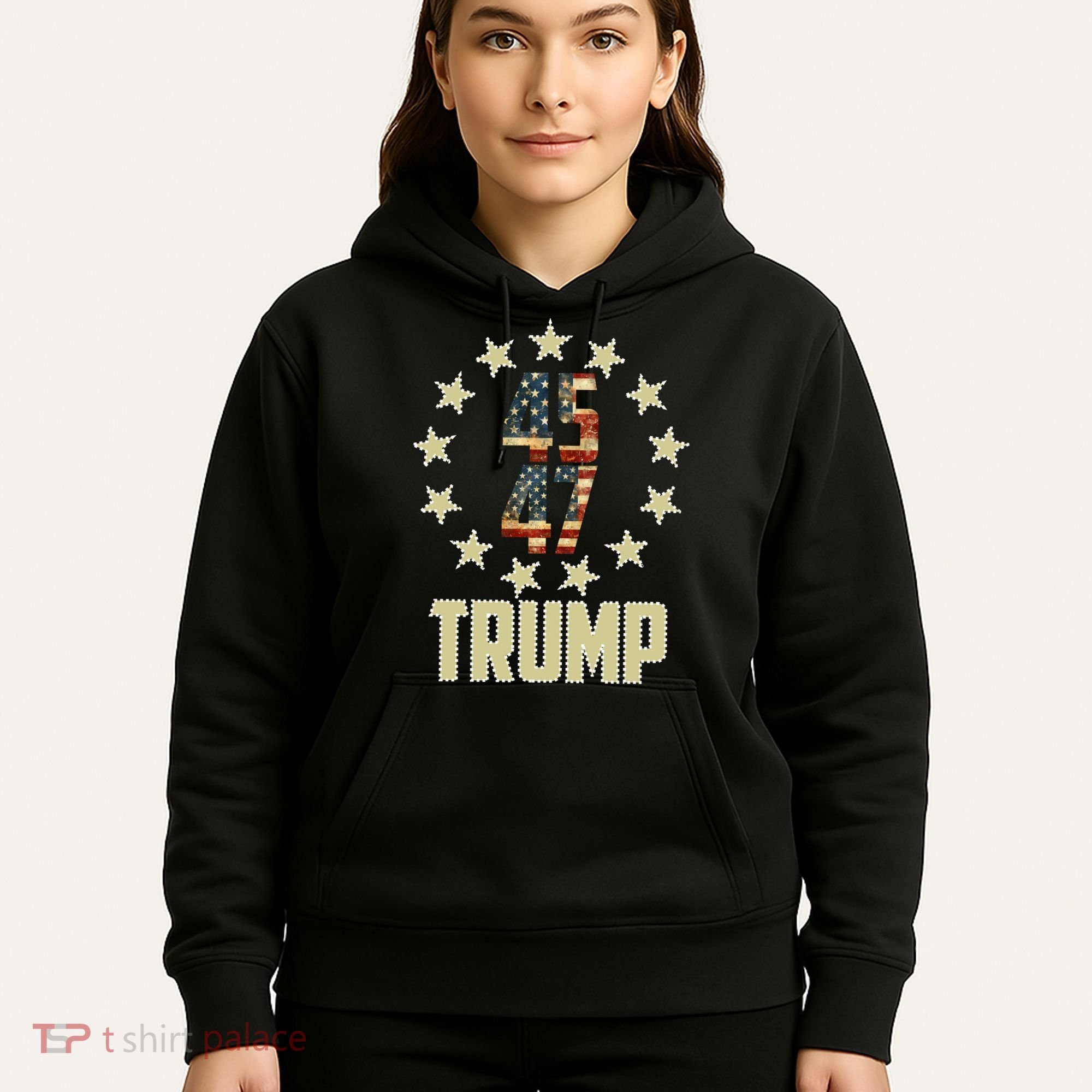 Classic 45 47 Trump American Flag Hoodie