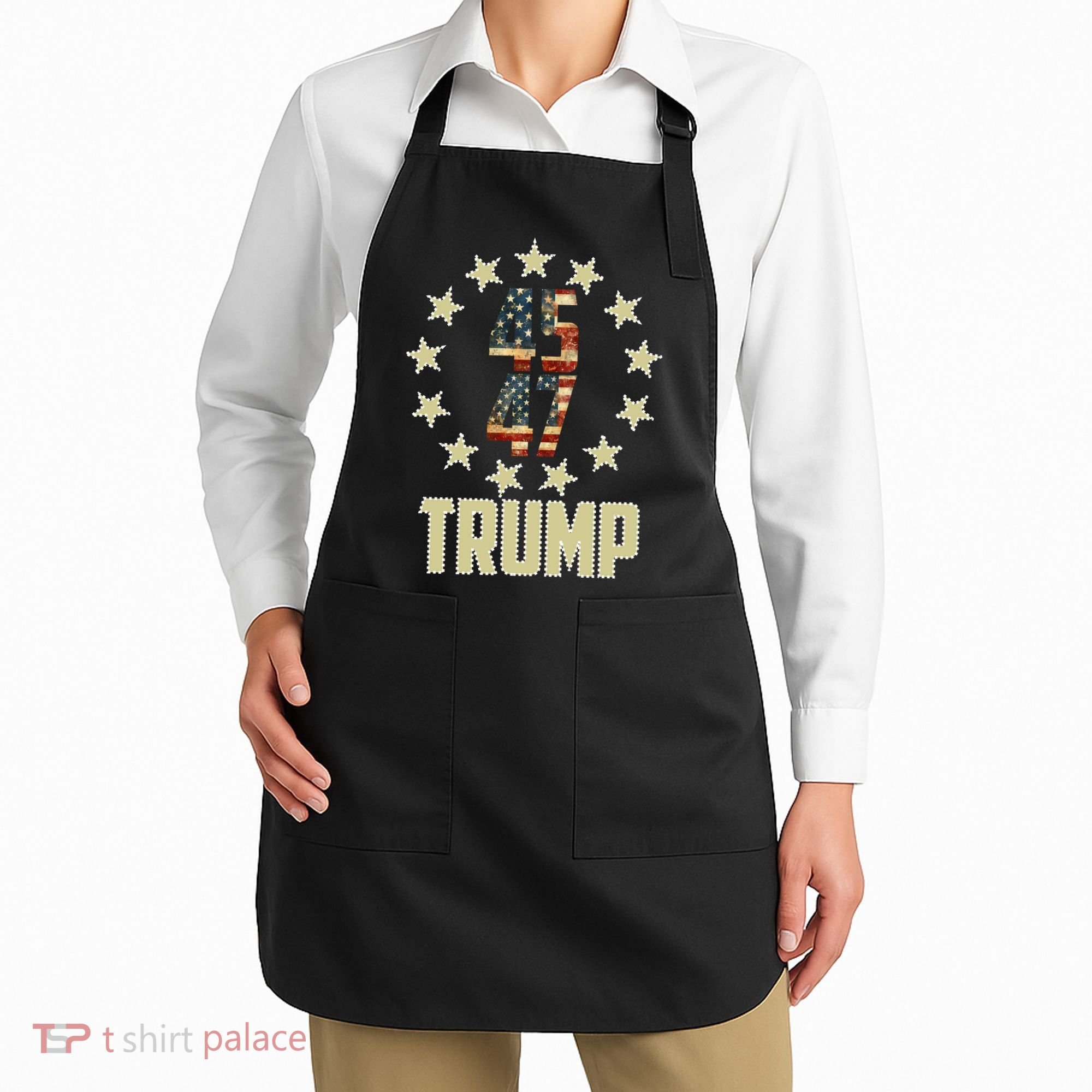 Classic 45 47 Trump American Flag Apron