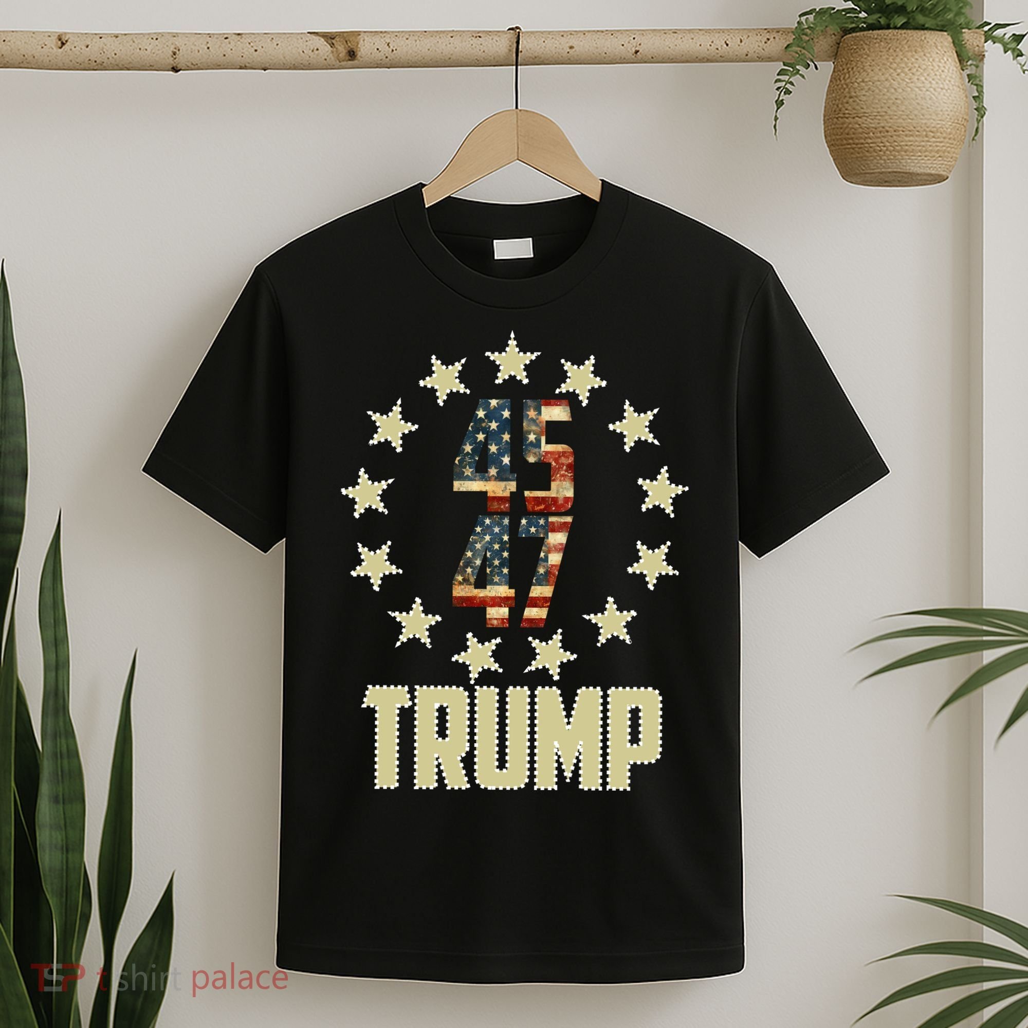 Classic 45 47 Trump American Flag T-Shirt