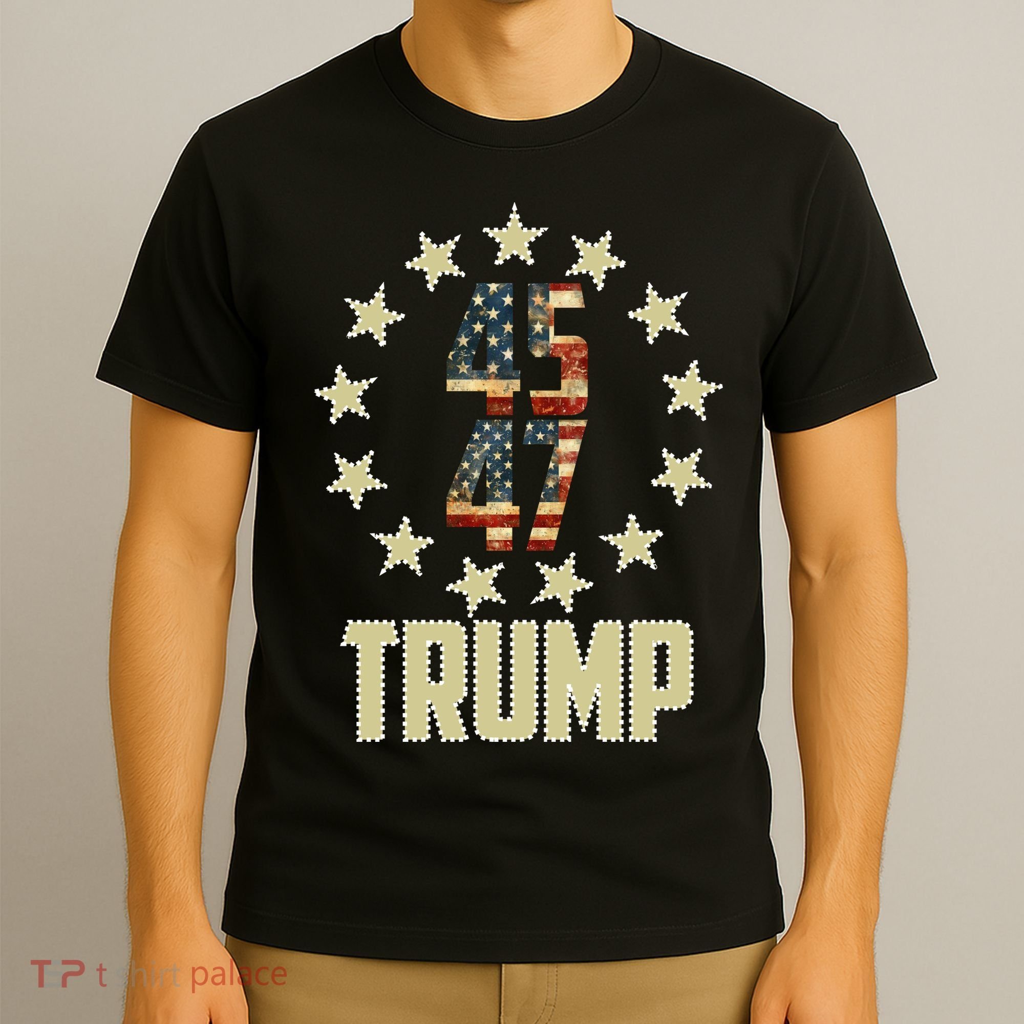 Classic 45 47 Trump American Flag T-Shirt