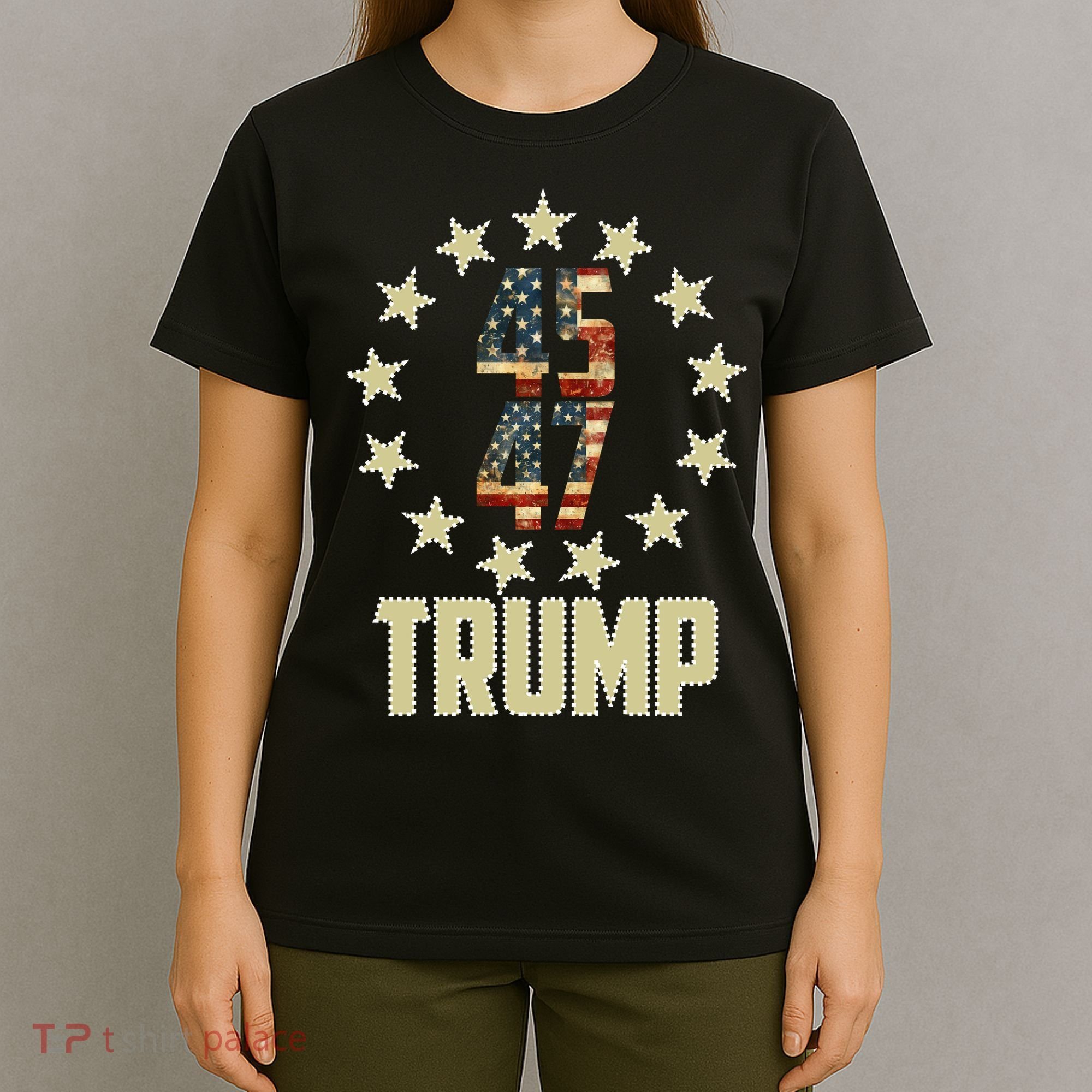 Classic 45 47 Trump American Flag T-Shirt