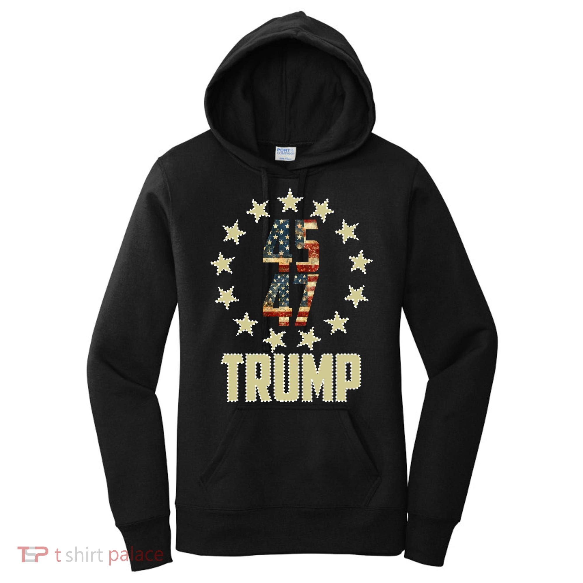 Classic 45 47 Trump American Flag Women's Hoodie