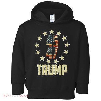 Classic 45 47 Trump American Flag Toddler Hoodie