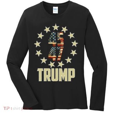 Classic 45 47 Trump American Flag Women's Long Sleeve Shirt