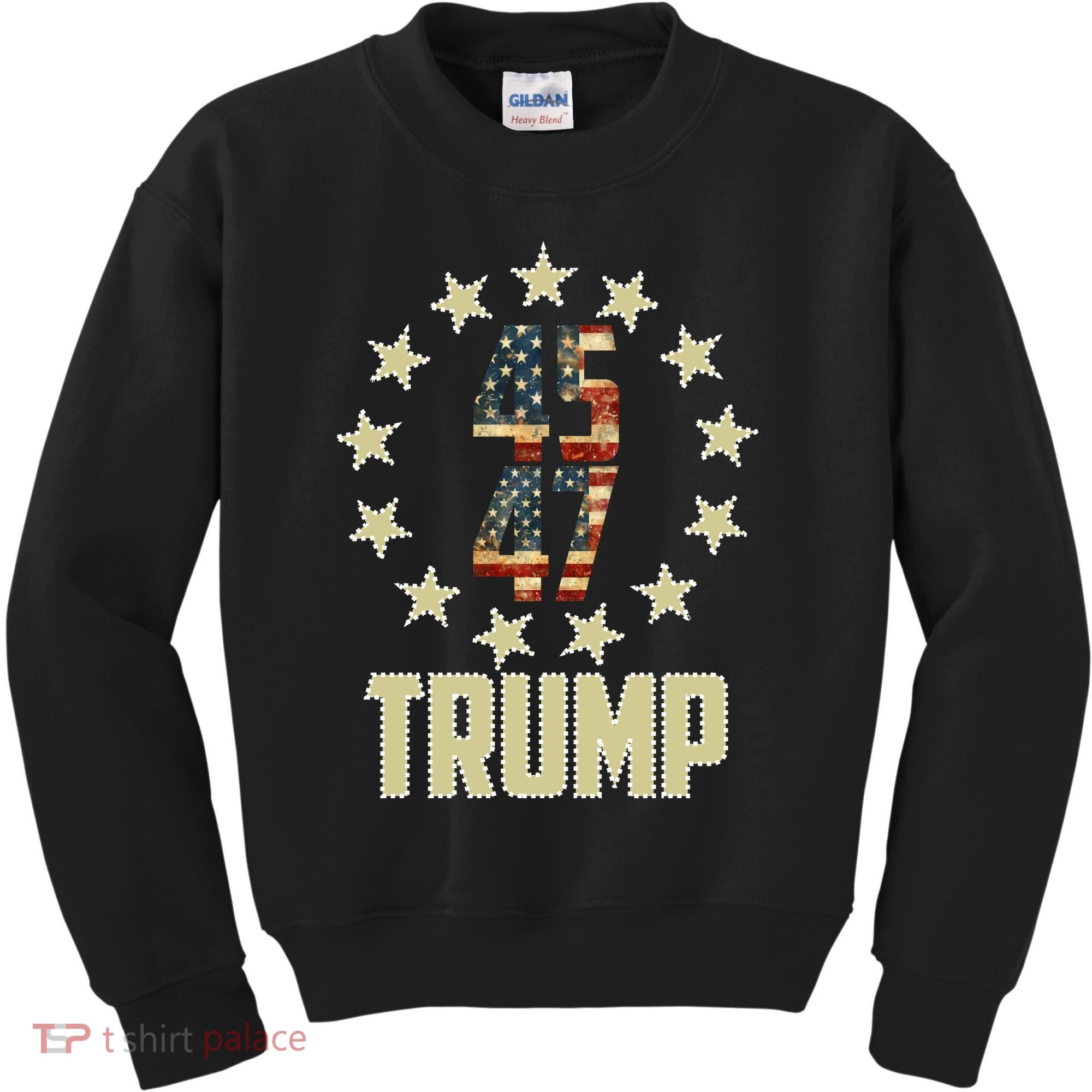 Classic 45 47 Trump American Flag Kids Sweatshirt