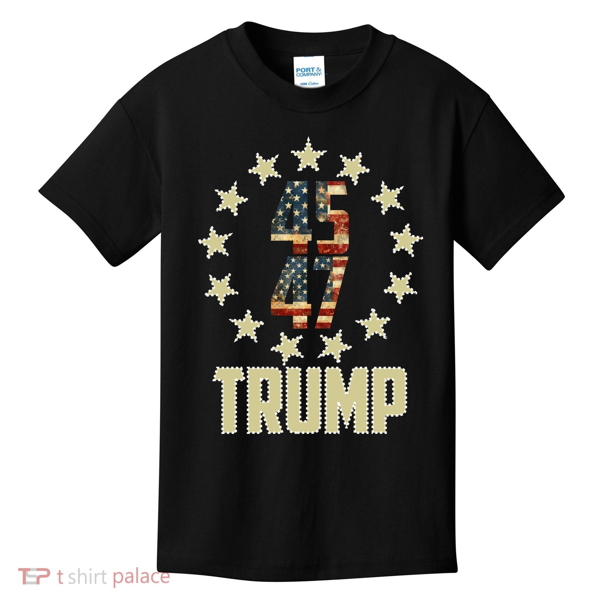 Classic 45 47 Trump American Flag Kids T-Shirt