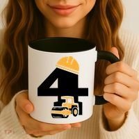 4th Birthday Construction Gift For Birthday Boy Coffee Mug thumb 3