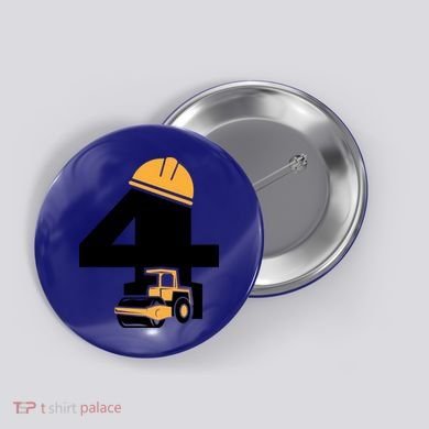  4th Birthday Construction Gift For Birthday Boy Button