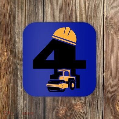  4th Birthday Construction Gift For Birthday Boy Coaster