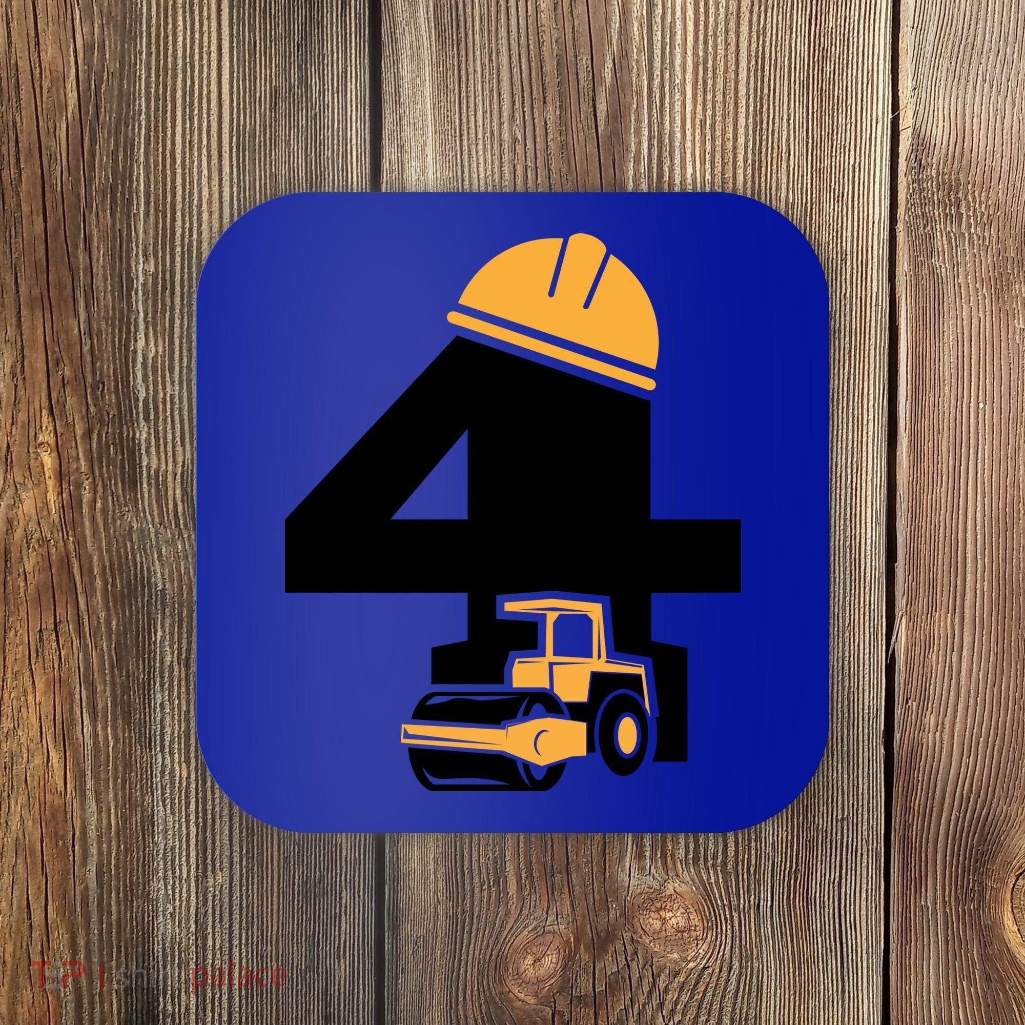  4th Birthday Construction Gift For Birthday Boy Coaster