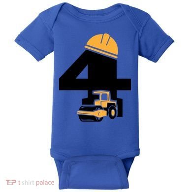  4th Birthday Construction Gift For Birthday Boy Baby Bodysuit