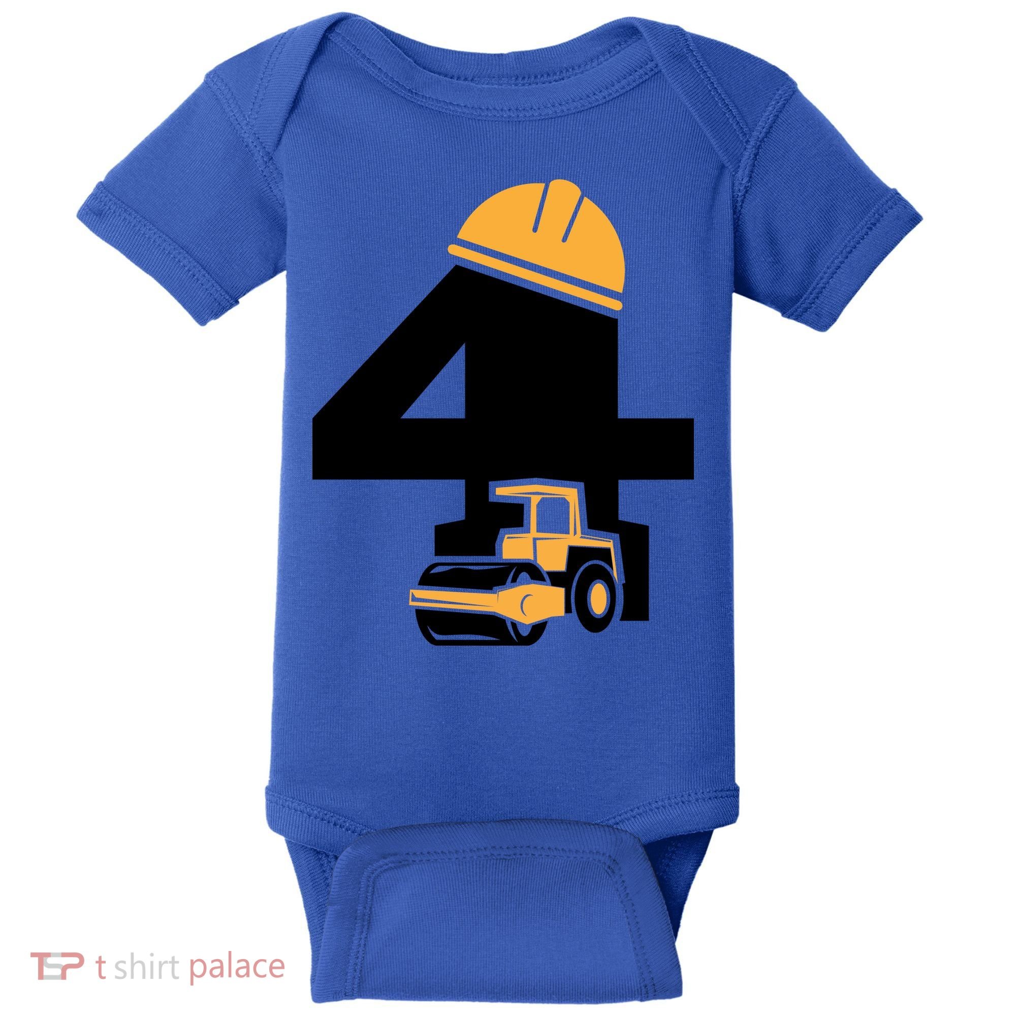  4th Birthday Construction Gift For Birthday Boy Baby Bodysuit