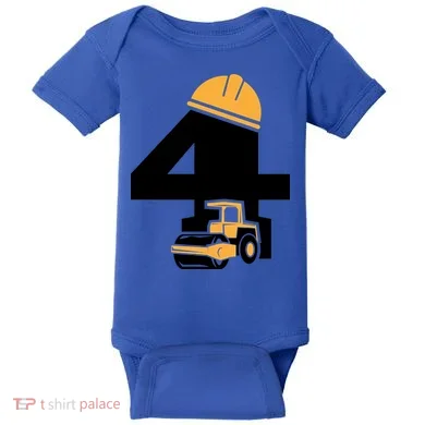  4th Birthday Construction Gift For Birthday Boy Baby Bodysuit