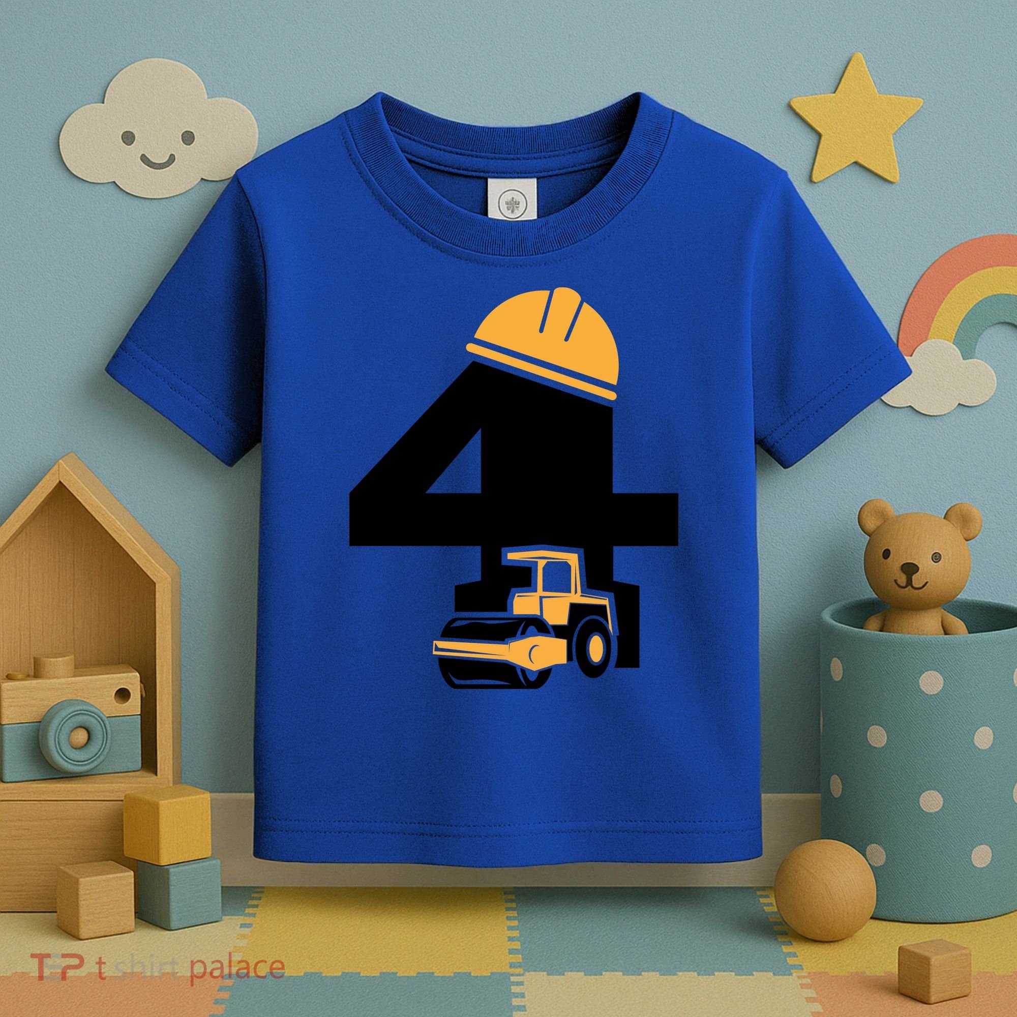  4th Birthday Construction Gift For Birthday Boy Toddler T-Shirt