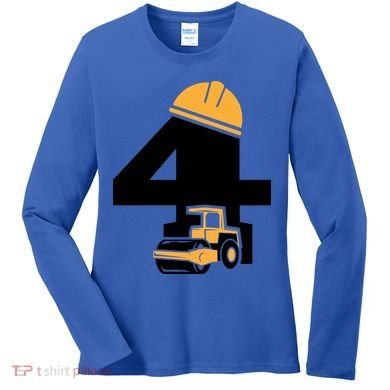  4th Birthday Construction Gift For Birthday Boy Women's Long Sleeve Shirt