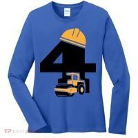  4th Birthday Construction Gift For Birthday Boy Women's Long Sleeve Shirt thumb 0
