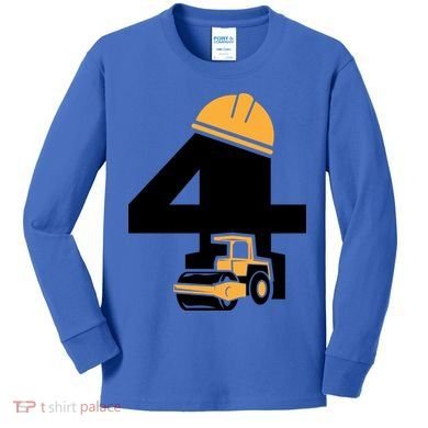  4th Birthday Construction Gift For Birthday Boy Kids Long Sleeve Shirt