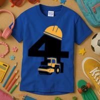  4th Birthday Construction Gift For Birthday Boy Kids T-Shirt thumb 3