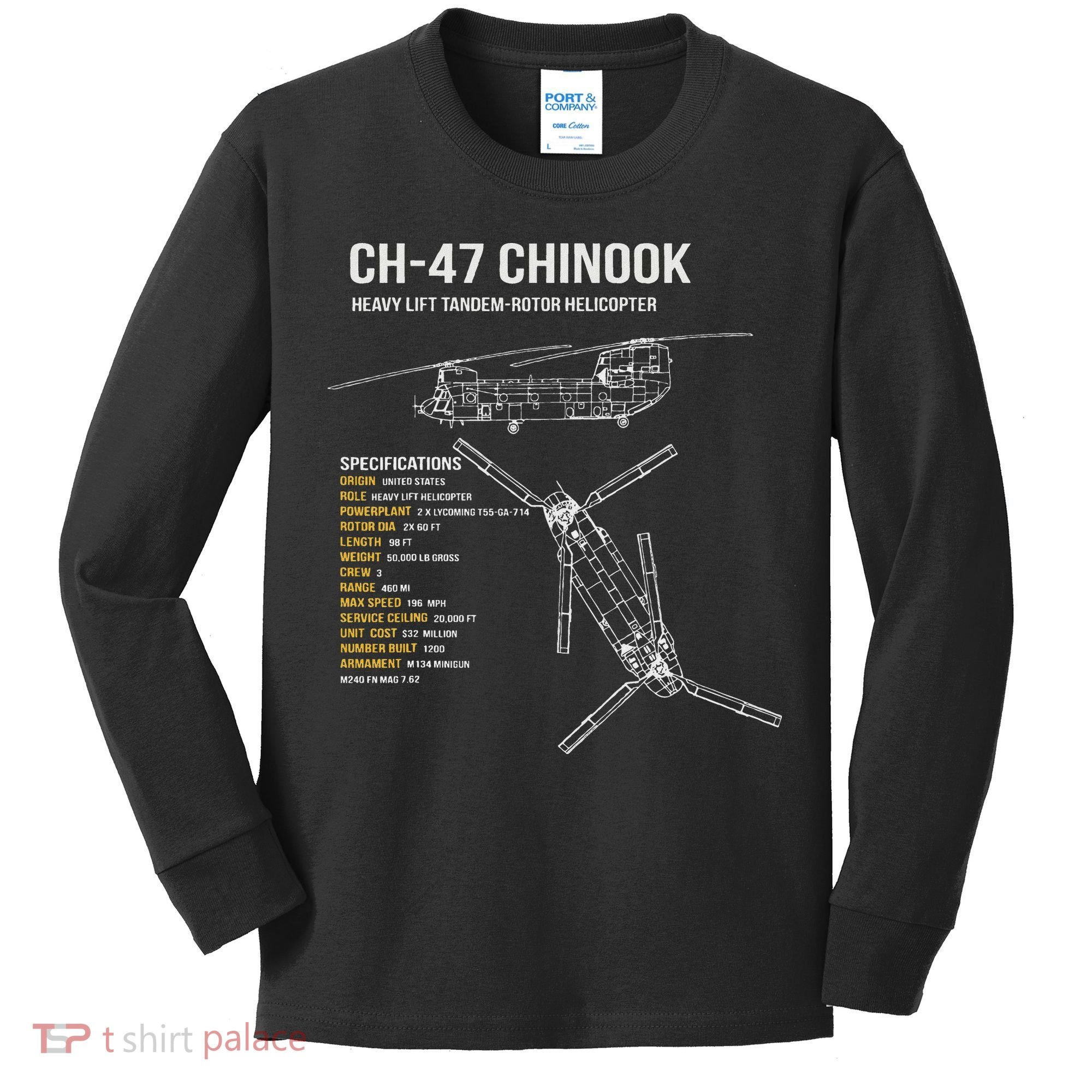 Ch 47 Chinook Helicopter Kids Long Sleeve Shirt